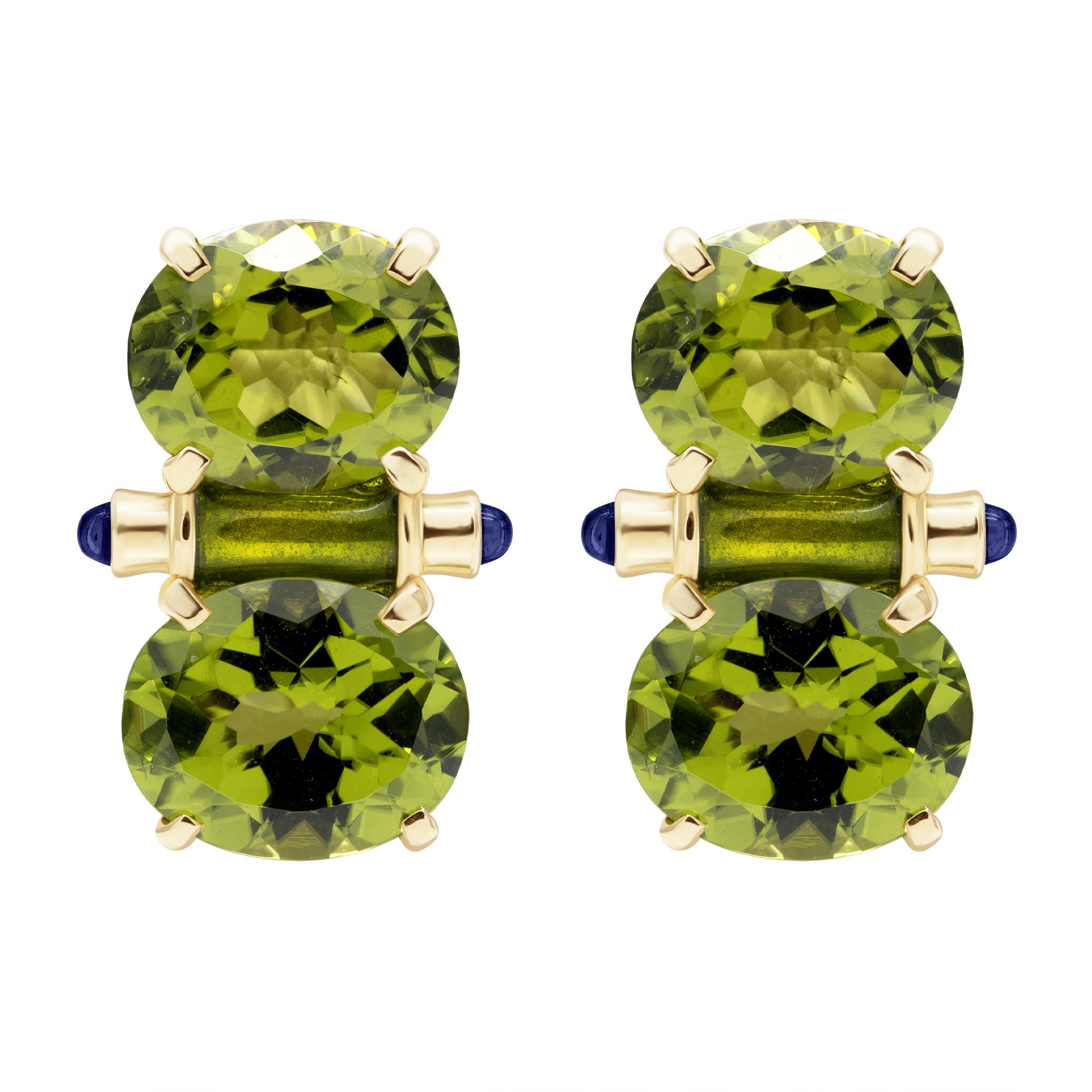 Earrings - Peridot And Iolite (Enamel) | Singhvi Jewels