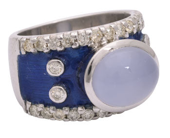 Repair - Ring-Chalcedony and Diamond (Enamel) (156JS) | Singhvi Jewels