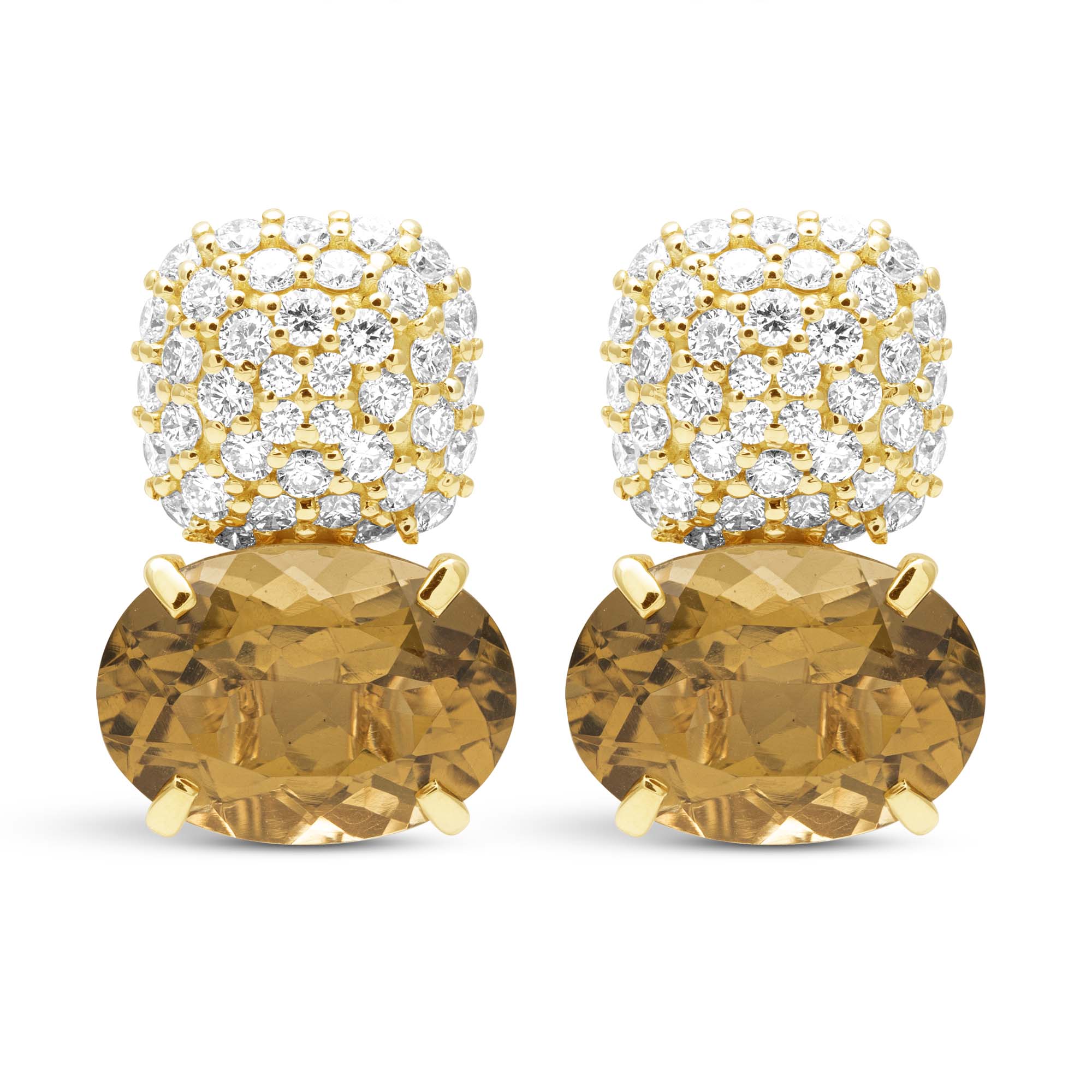 Earrings - Beer Quartz And Diamond | Singhvi Jewels