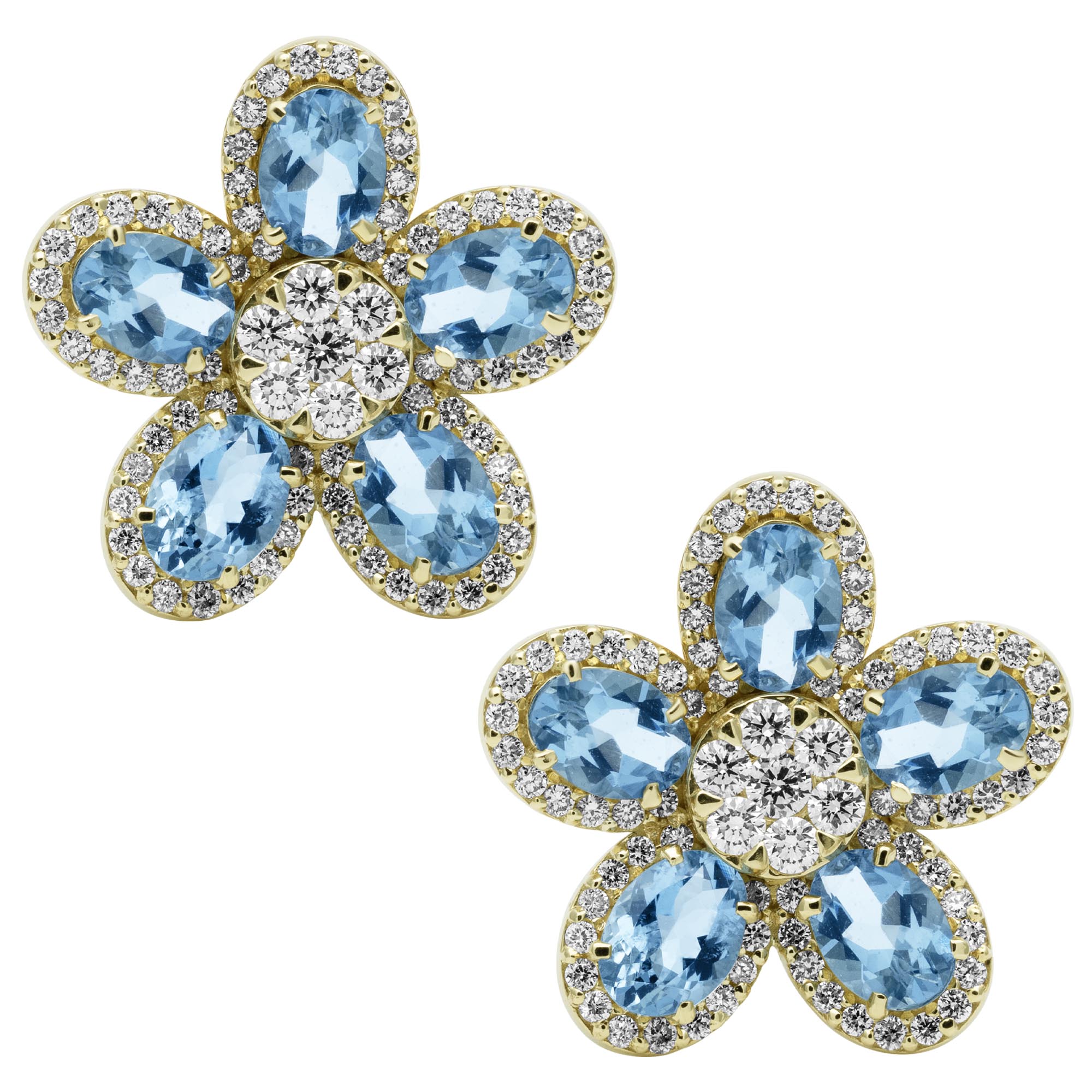 Earrings - Aquamarine And Diamond (2409F) | Singhvi Jewels