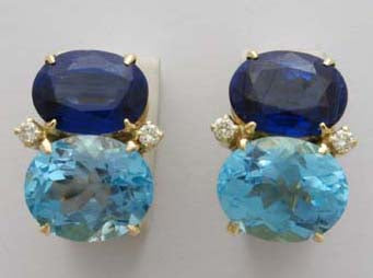 Repair - Earrings - Blue Topaz, Kyanite and Diamond in 18K Gold (1611i) | Singhvi Jewels