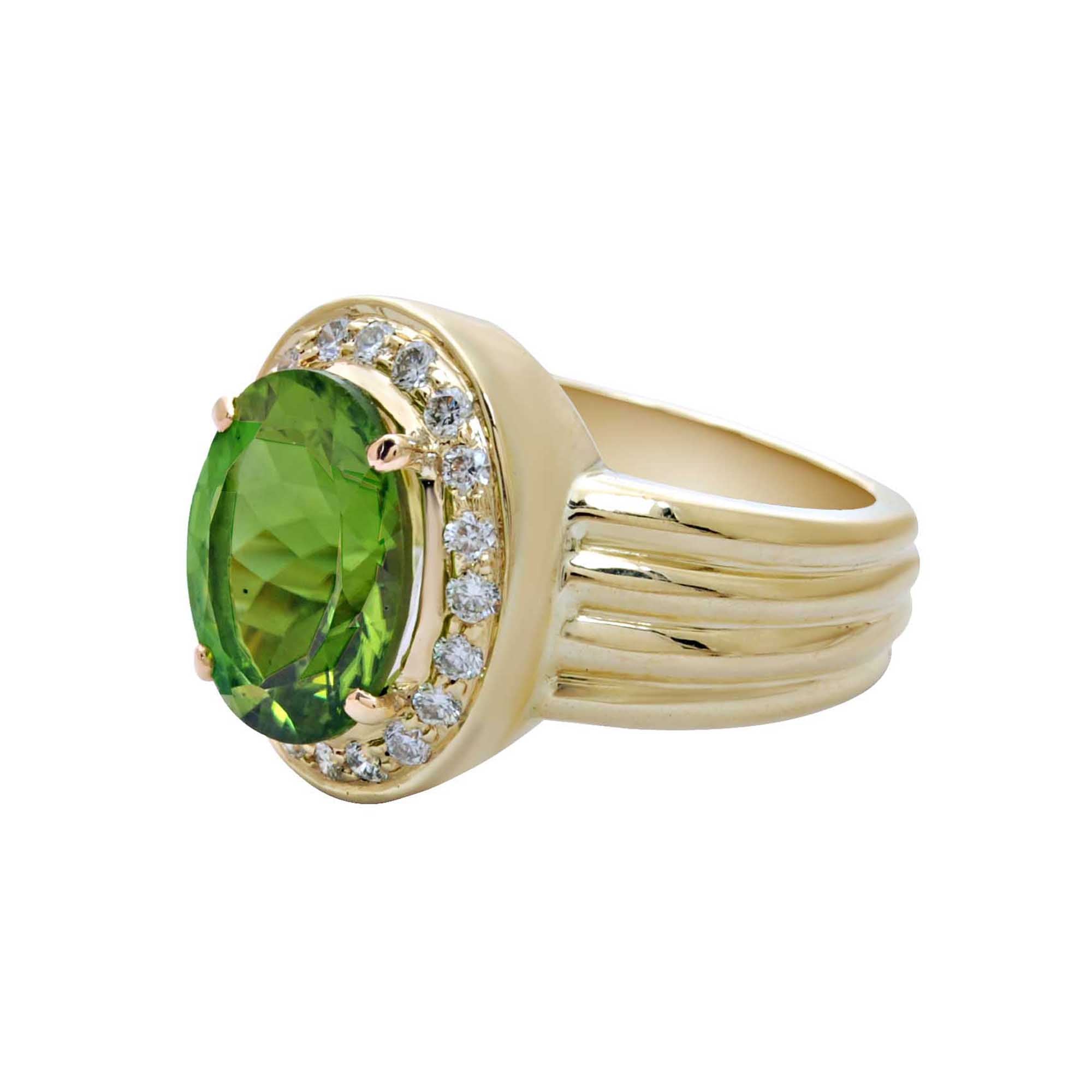 Ring-Peridot and Diamond (1699L) | Singhvi Jewels