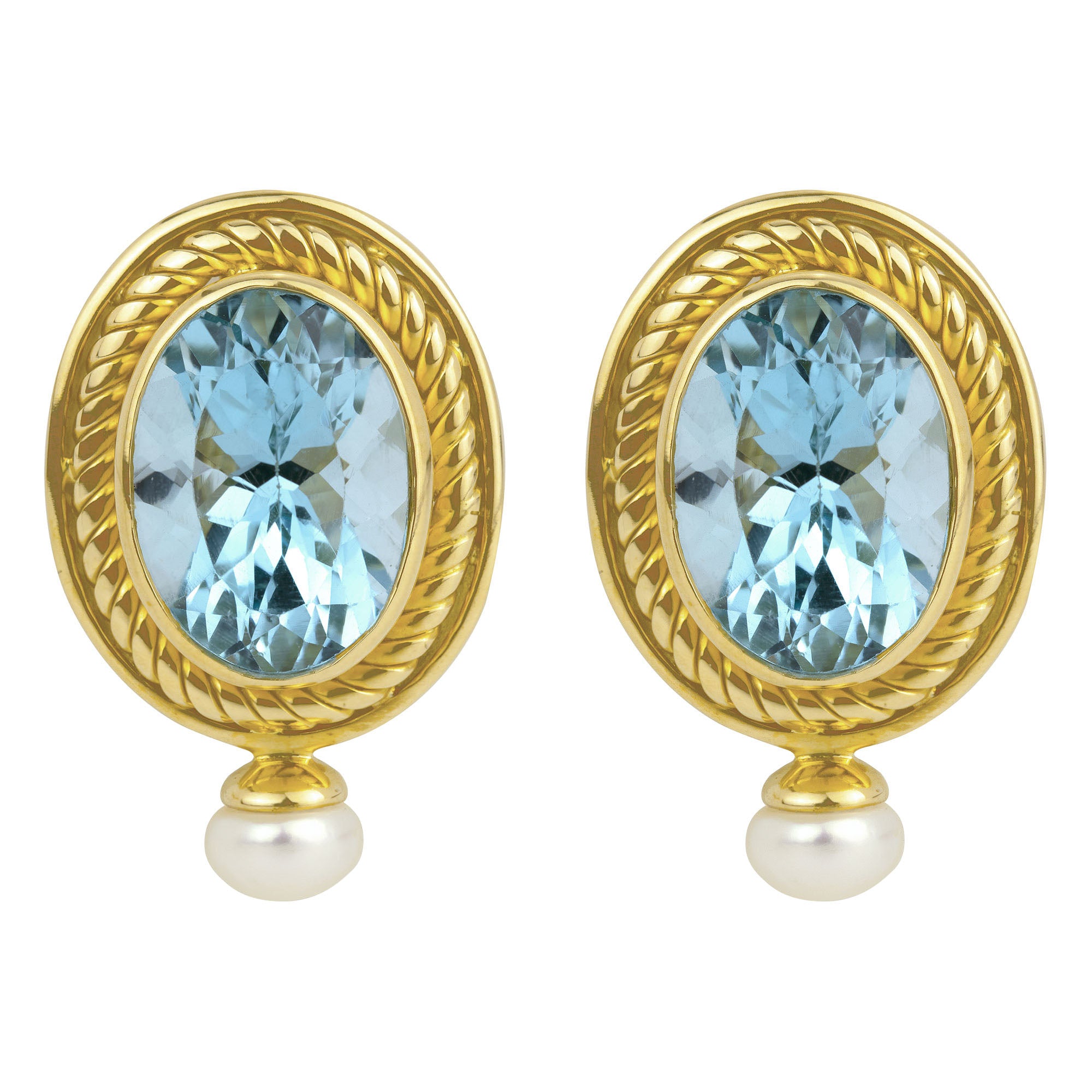 Earrings- Blue Topaz And Pearl (1821J) | Singhvi Jewels