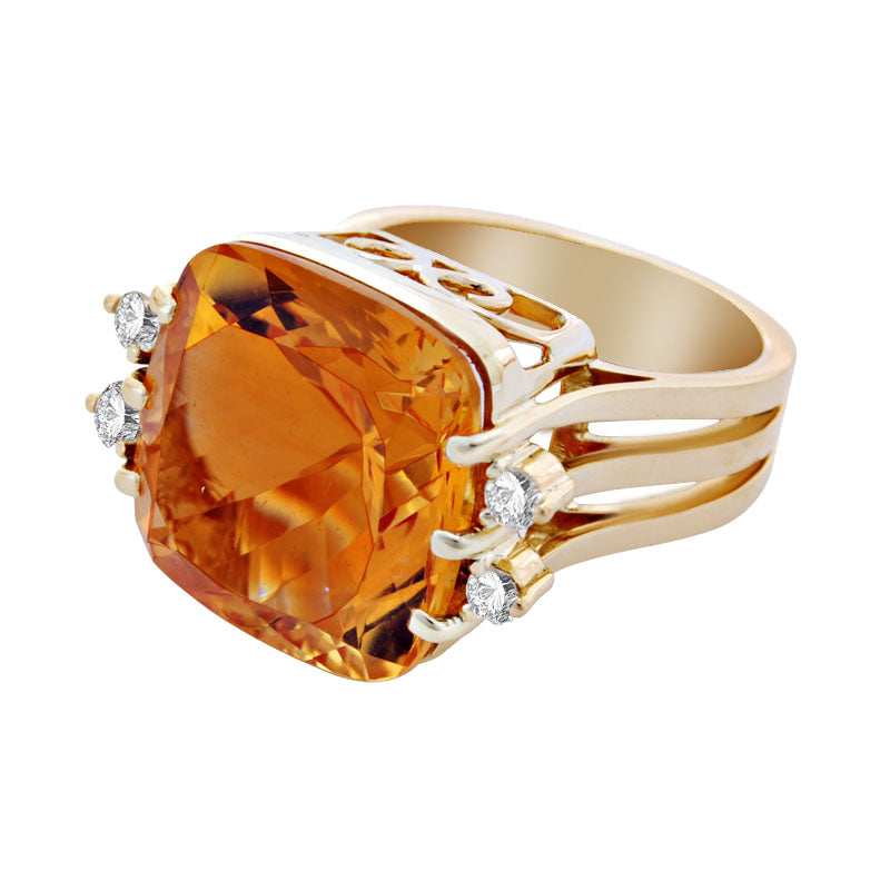 Ring- Citrine And Diamond (1846R) | Singhvi Jewels