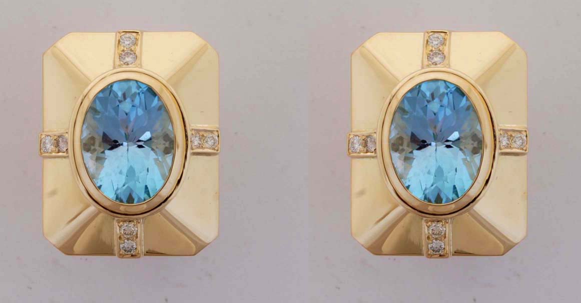 Repair - Earrings - Blue Topaz And Diamond (1851J)
