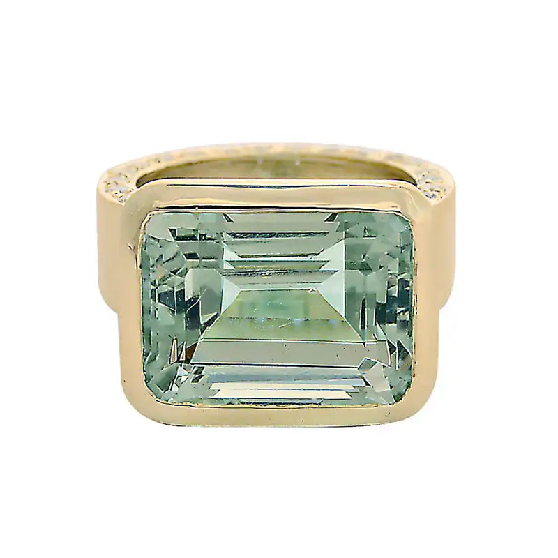 Ring - Green Quartz and Diamond | Singhvi Jewels