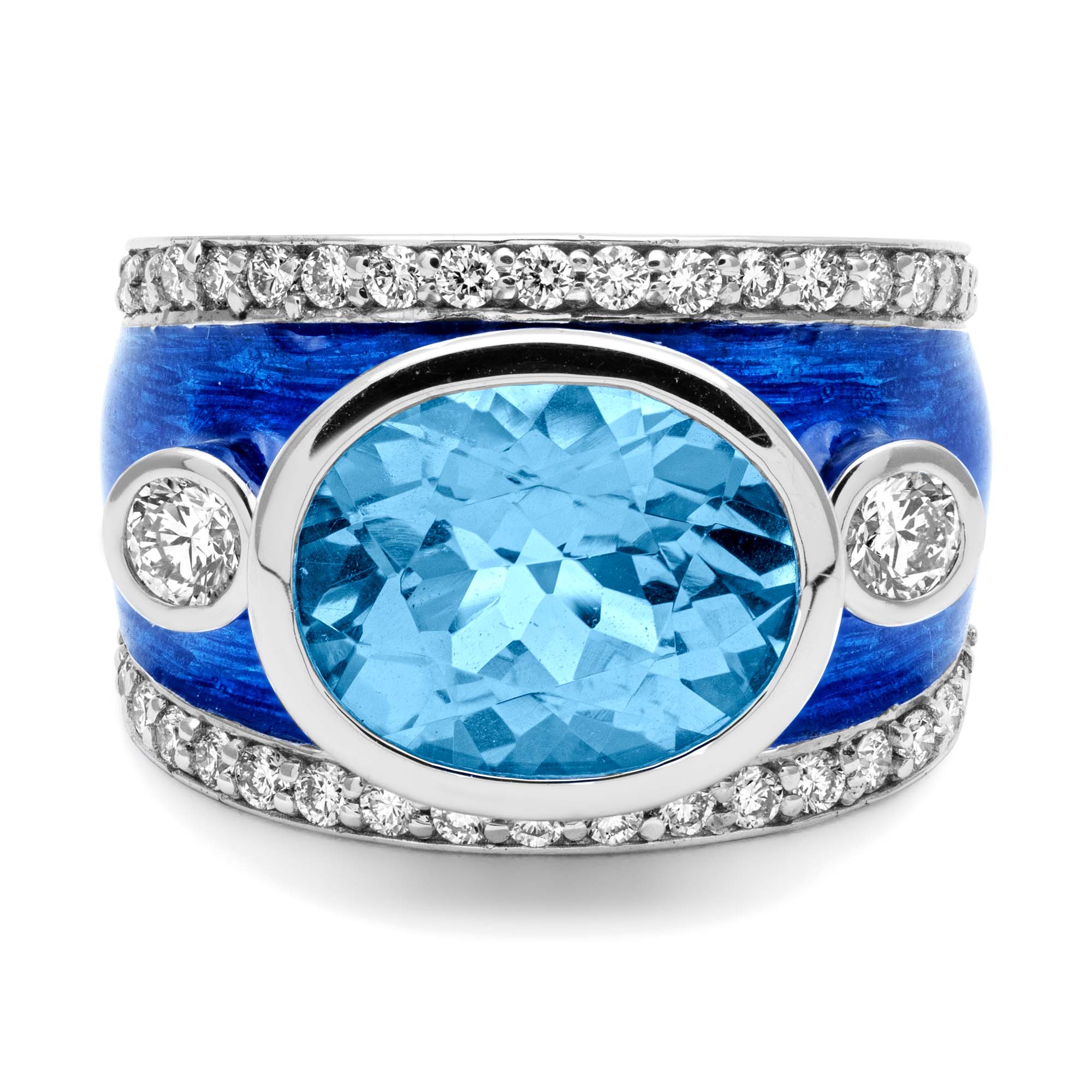 Ring - Blue Topaz And Diamond (Enamel) | Singhvi Jewels