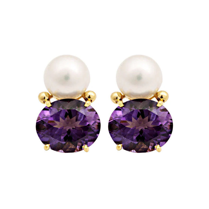 Earrings - Amethyst and South Sea Pearl | Singhvi Jewels