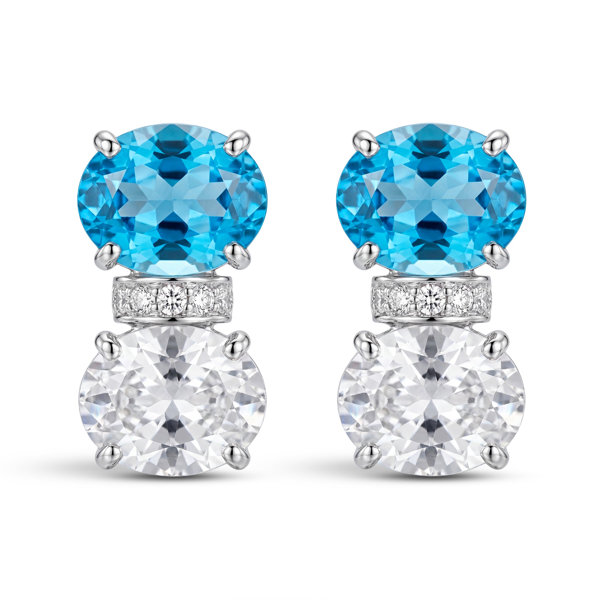 Earrings - Blue Topaz, Crystal And Diamond | Singhvi Jewels