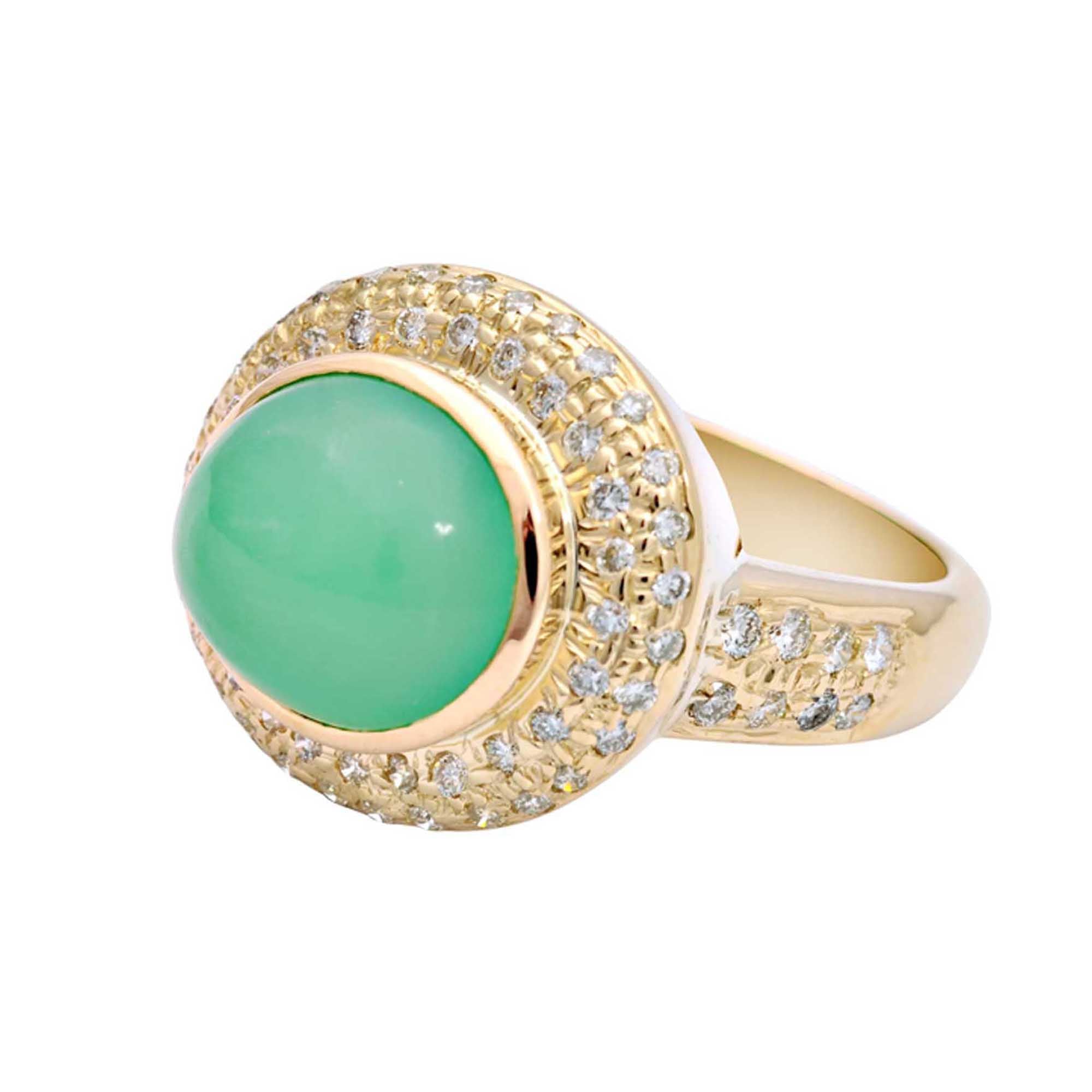 Ring-Chrysoprase and Diamond | Singhvi Jewels