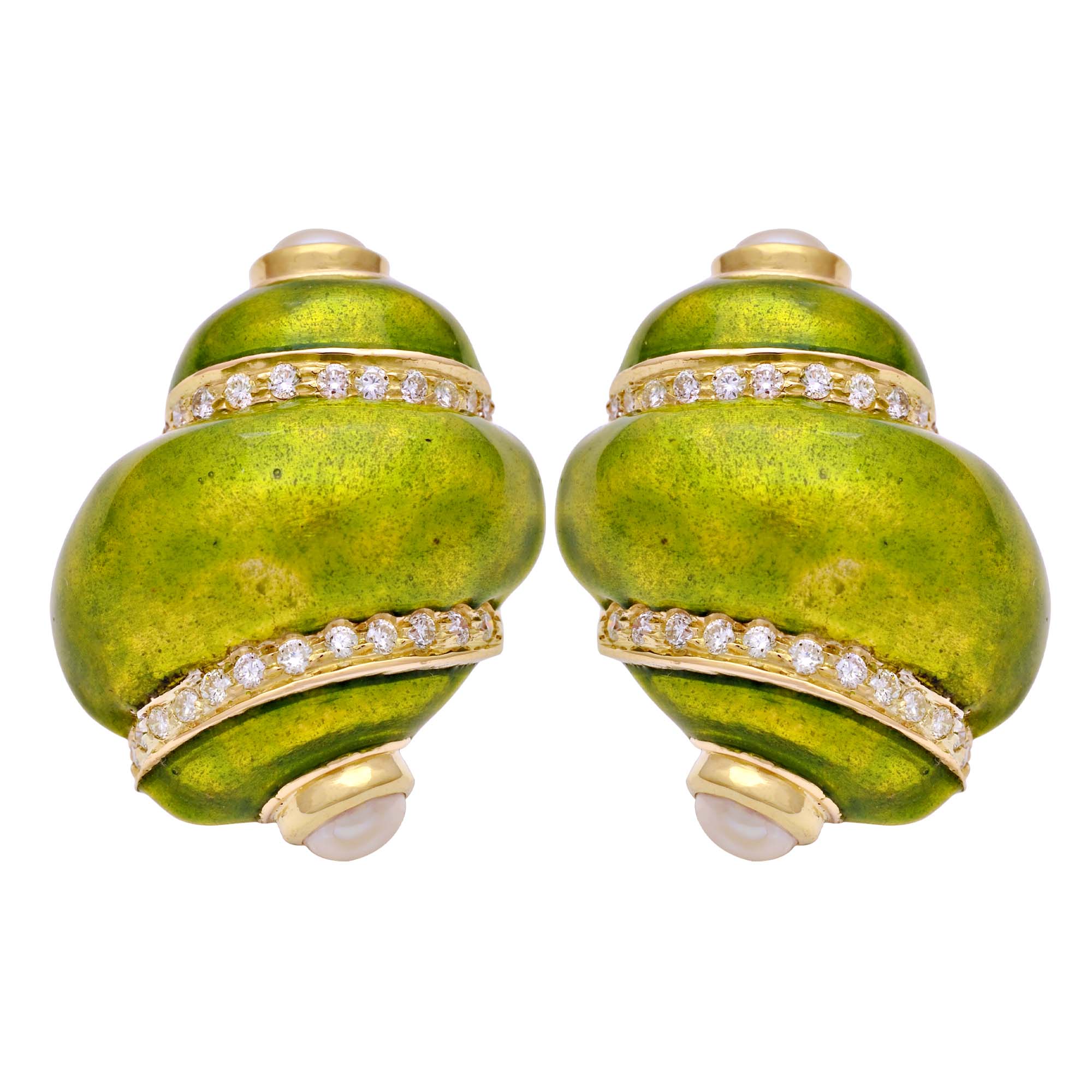 Earrings - Fresh Water Pearl and Diamond (Enamel) | Singhvi Jewels