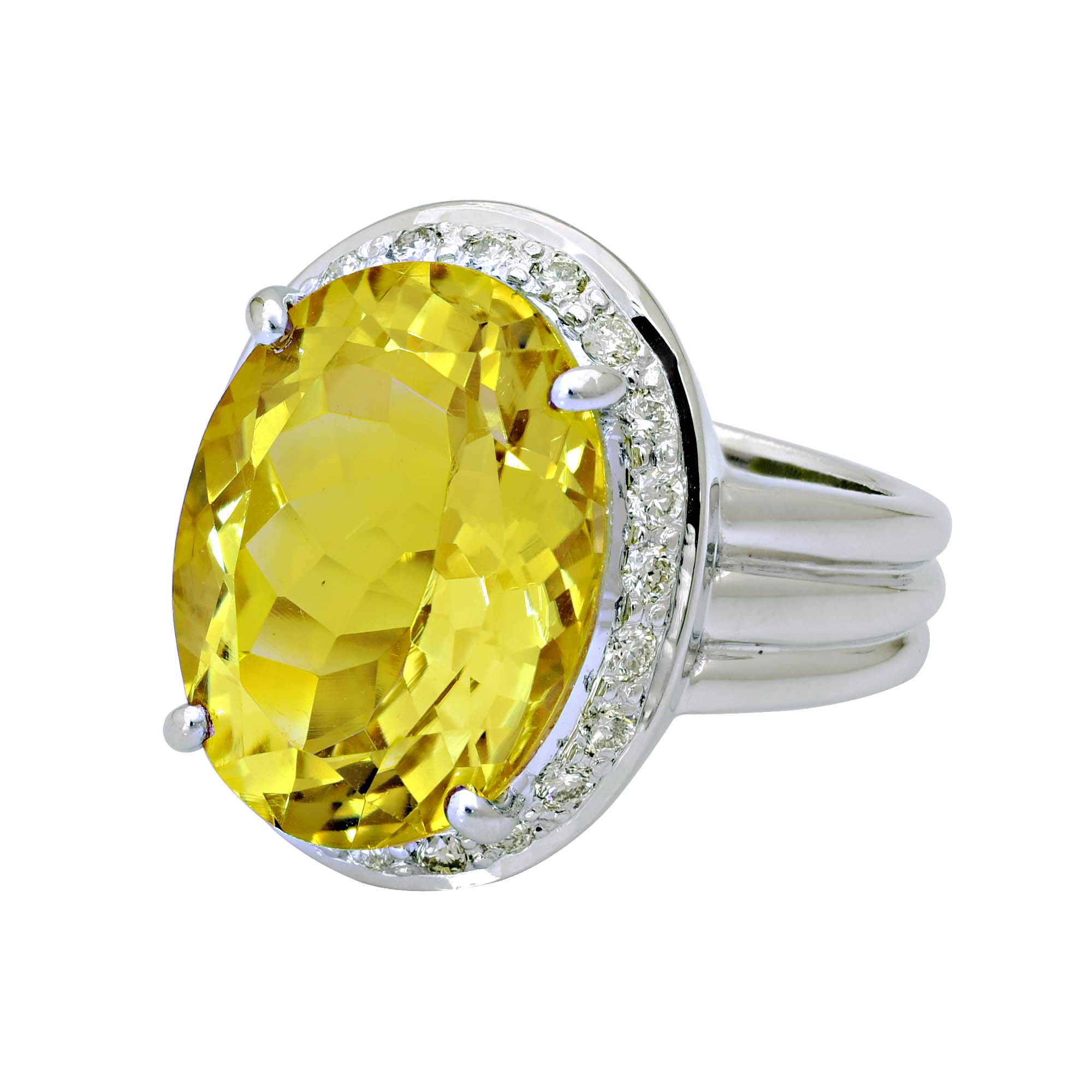 Ring-Lemon Quartz and Diamond | Singhvi Jewels