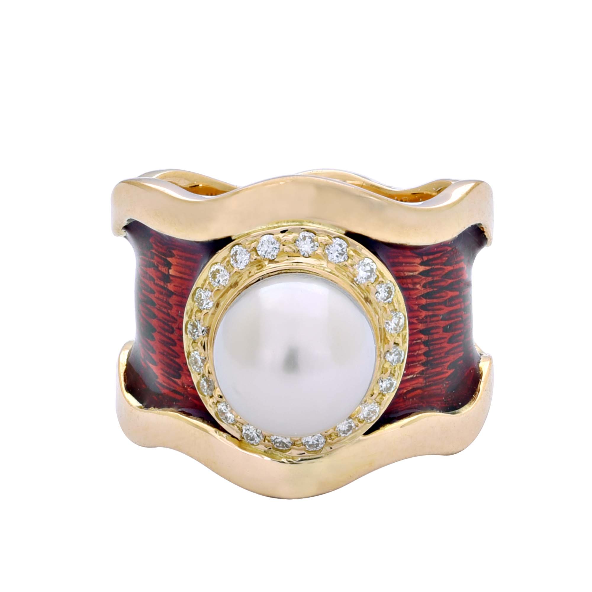 Ring- South Sea Pearl and Diamond (Enamel) | Singhvi Jewels