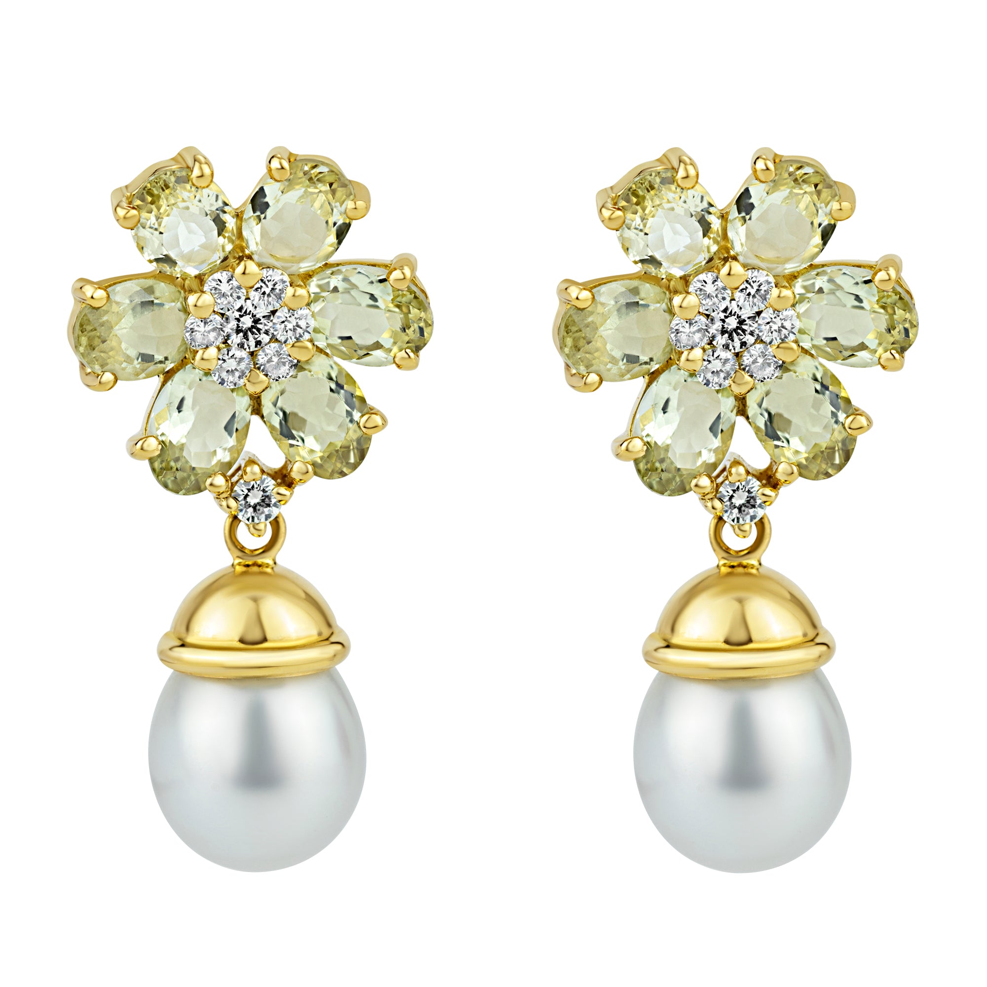 Repair - Earrings- Beryl, S.S. Pearl And Diamond (2166H) | Singhvi Jewels