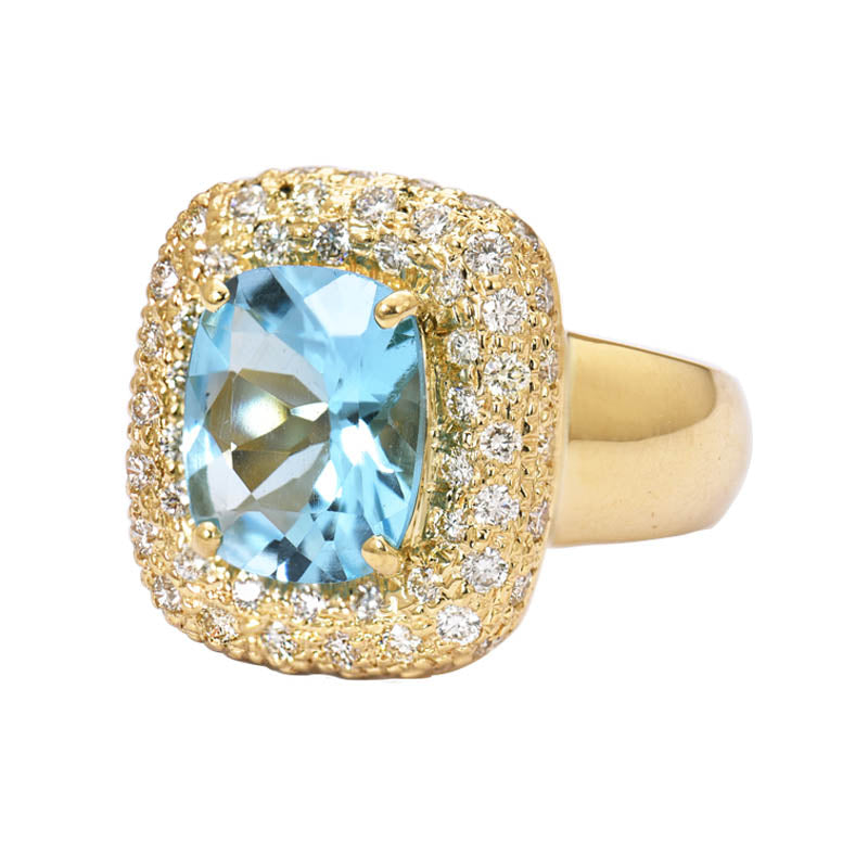 Repair - Ring - Blue Topaz & Diamond in 18K Gold (2183N)