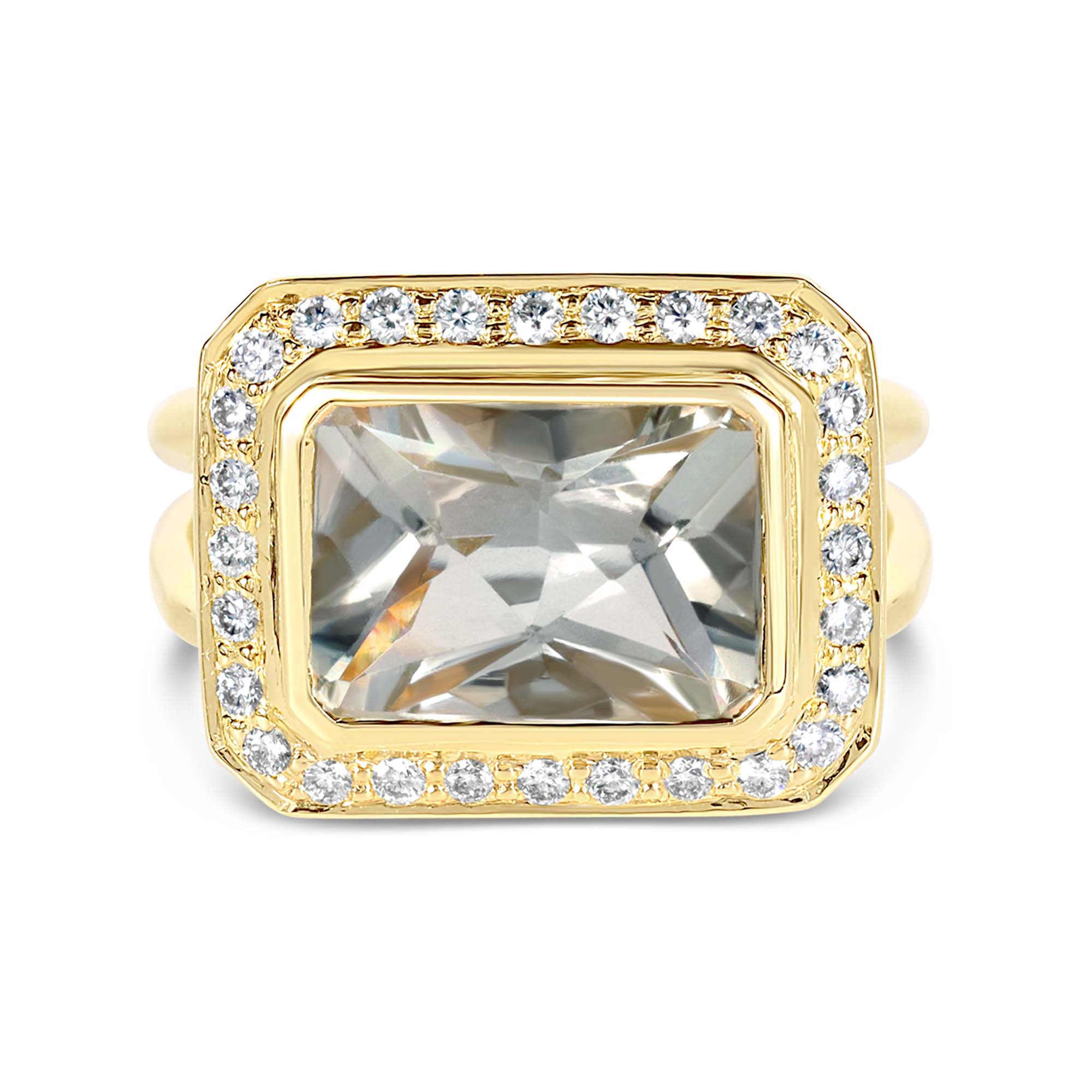 Ring - Green Quartz and Diamond | Singhvi Jewels
