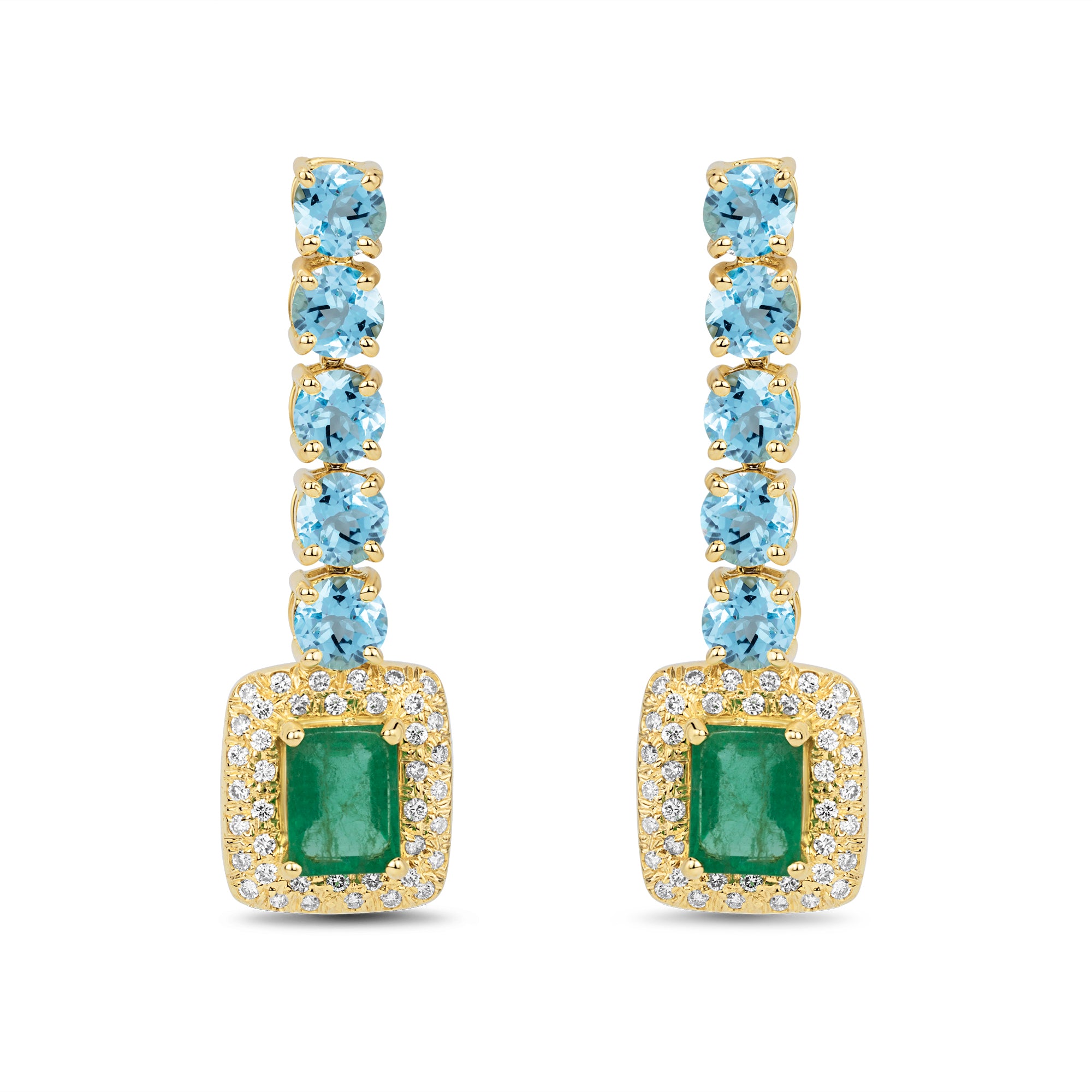 Earrings - Blue Topaz, Emerald and Diamond (2233C) | Singhvi Jewels