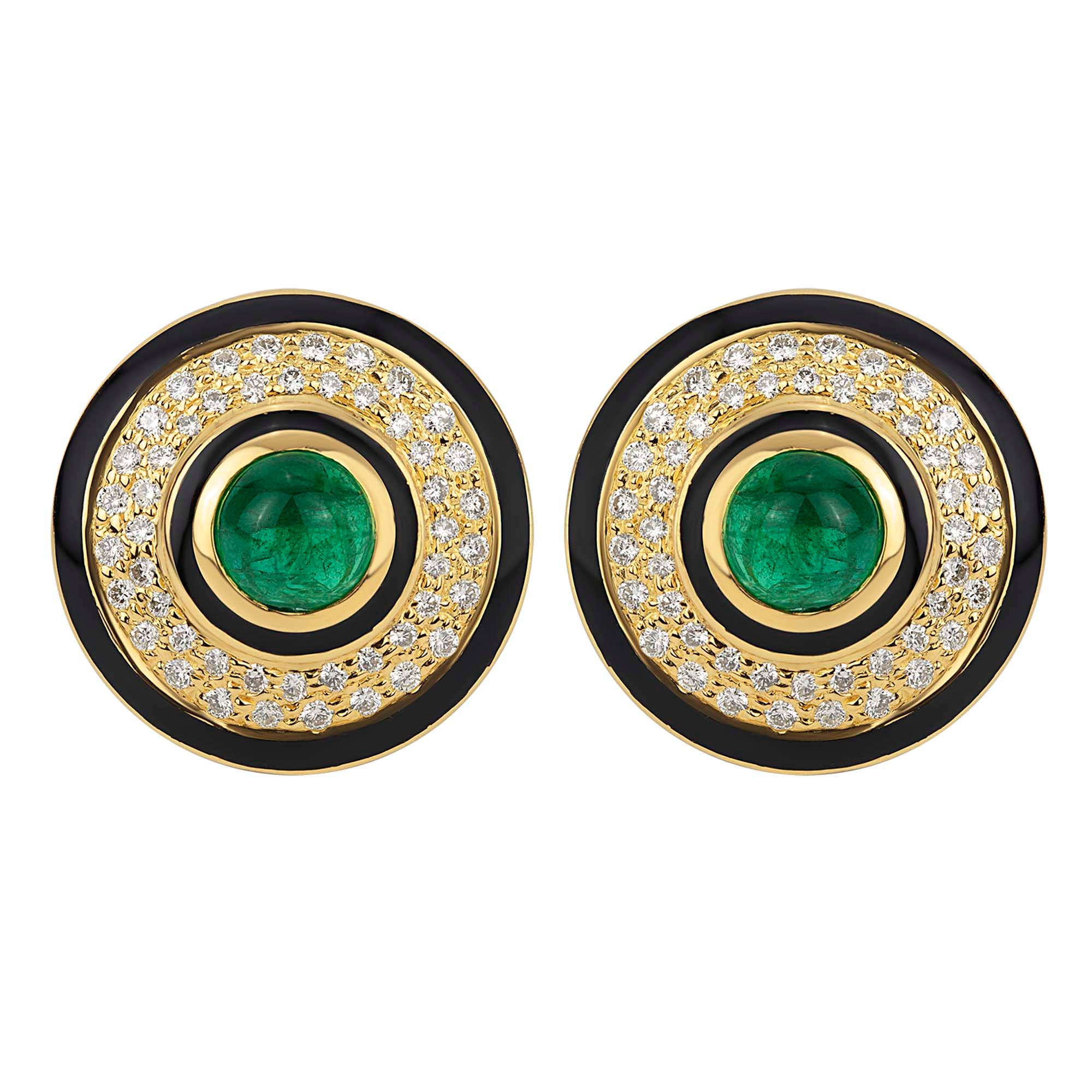 Earrings - Emerald and Diamond (Enamel) | Singhvi Jewels