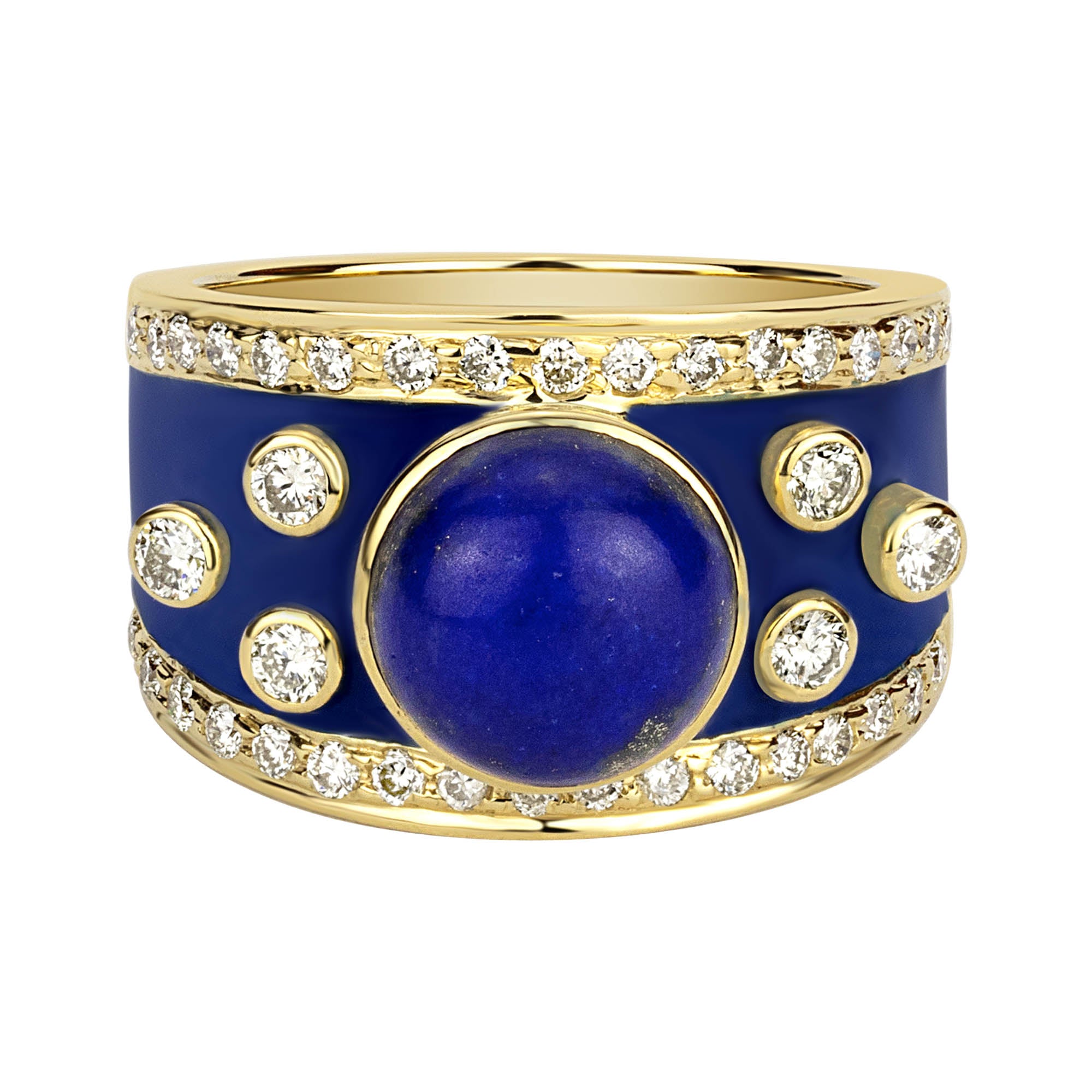 Ring - Lapis Lazuli And Diamond (enamel) (2331D) | Singhvi Jewels