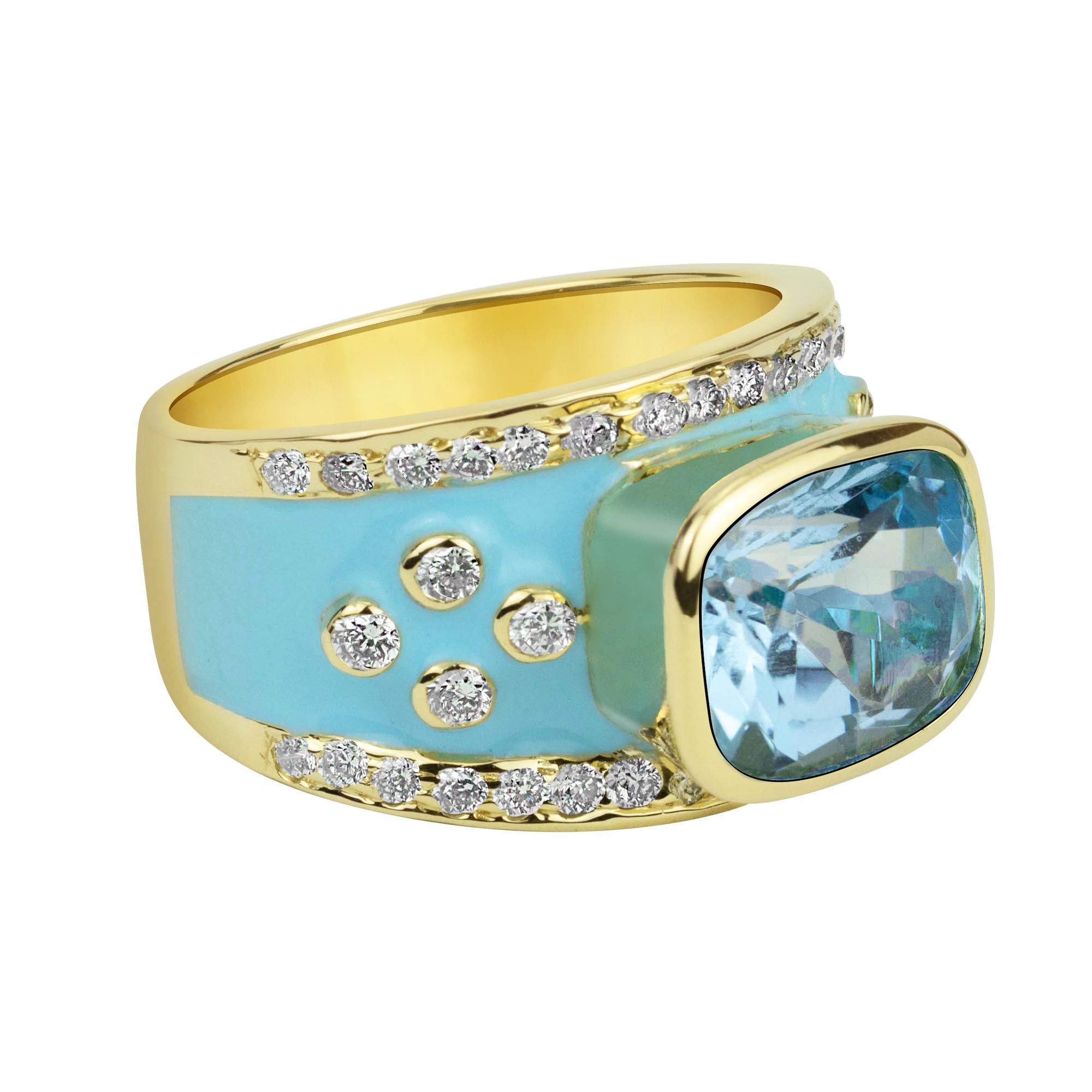 Ring - Blue Topaz and Diamond (Enamel) | Singhvi Jewels