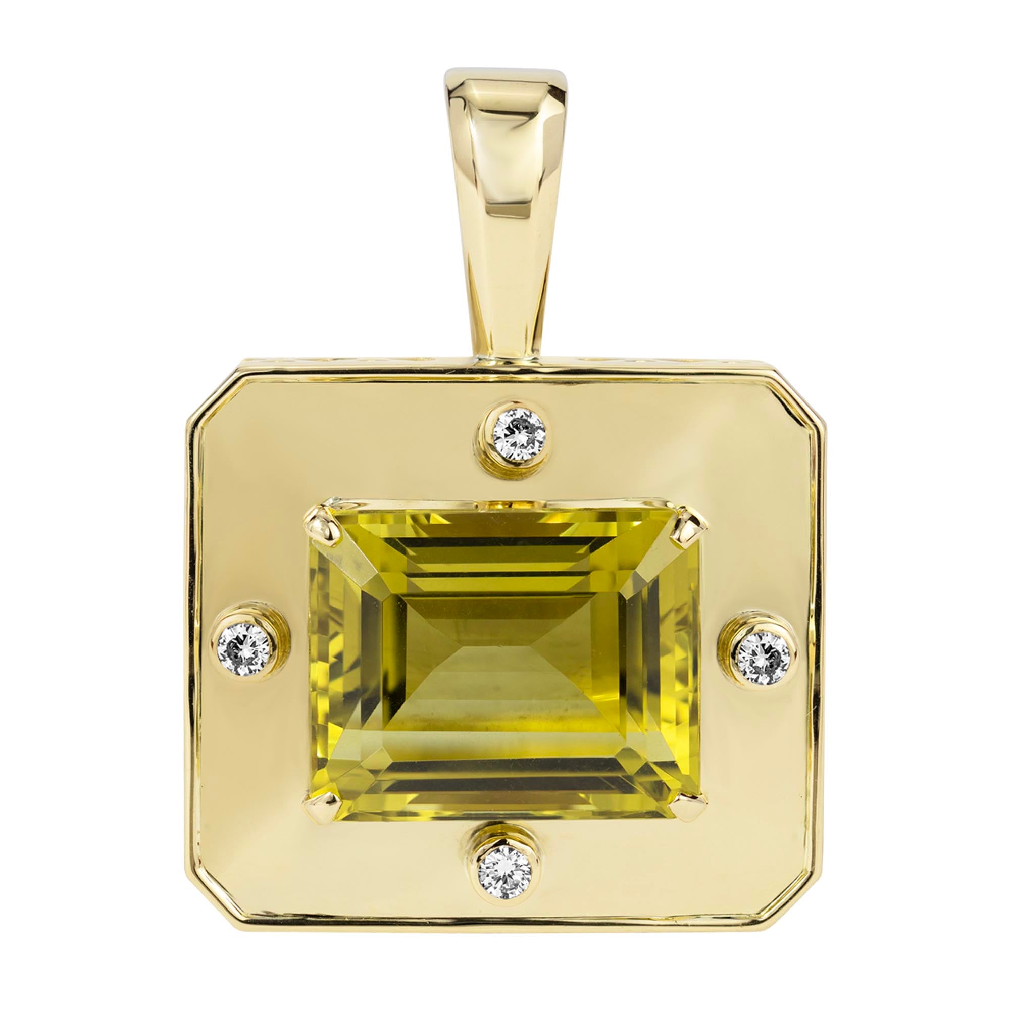 Pendant - Lemon Quartz And Diamond (2359B) | Singhvi Jewels
