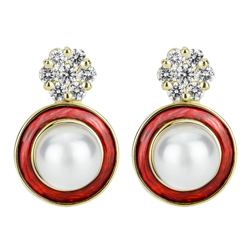 Earrings - South Sea Pearl And Diamond (enamel)