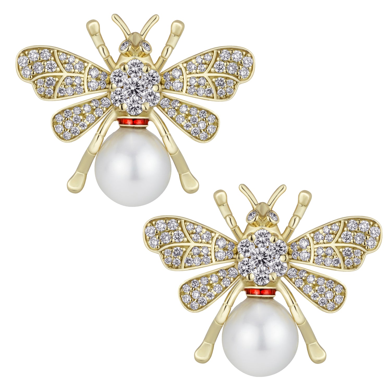 Earrings - South Sea Pearl and Diamond (Enamel) | Singhvi Jewels