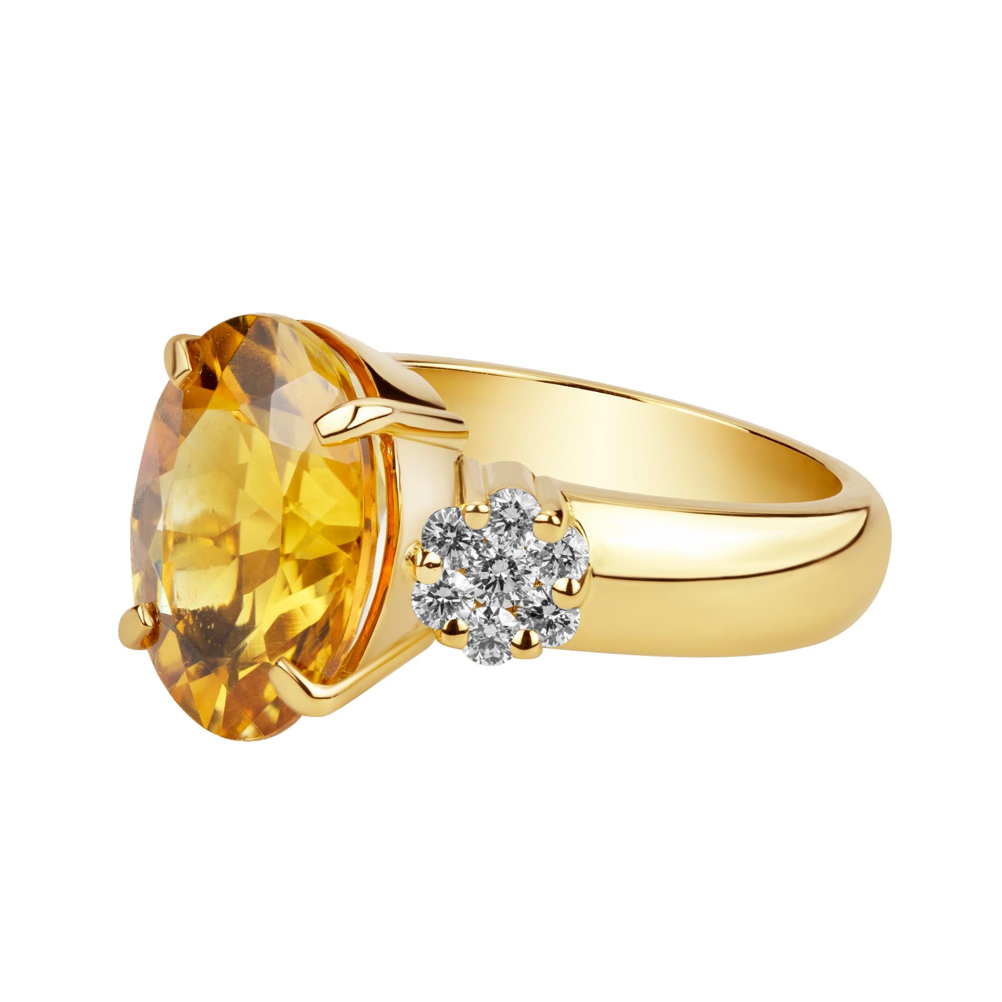 Ring - Citrine And Diamond (2380B) | Singhvi Jewels