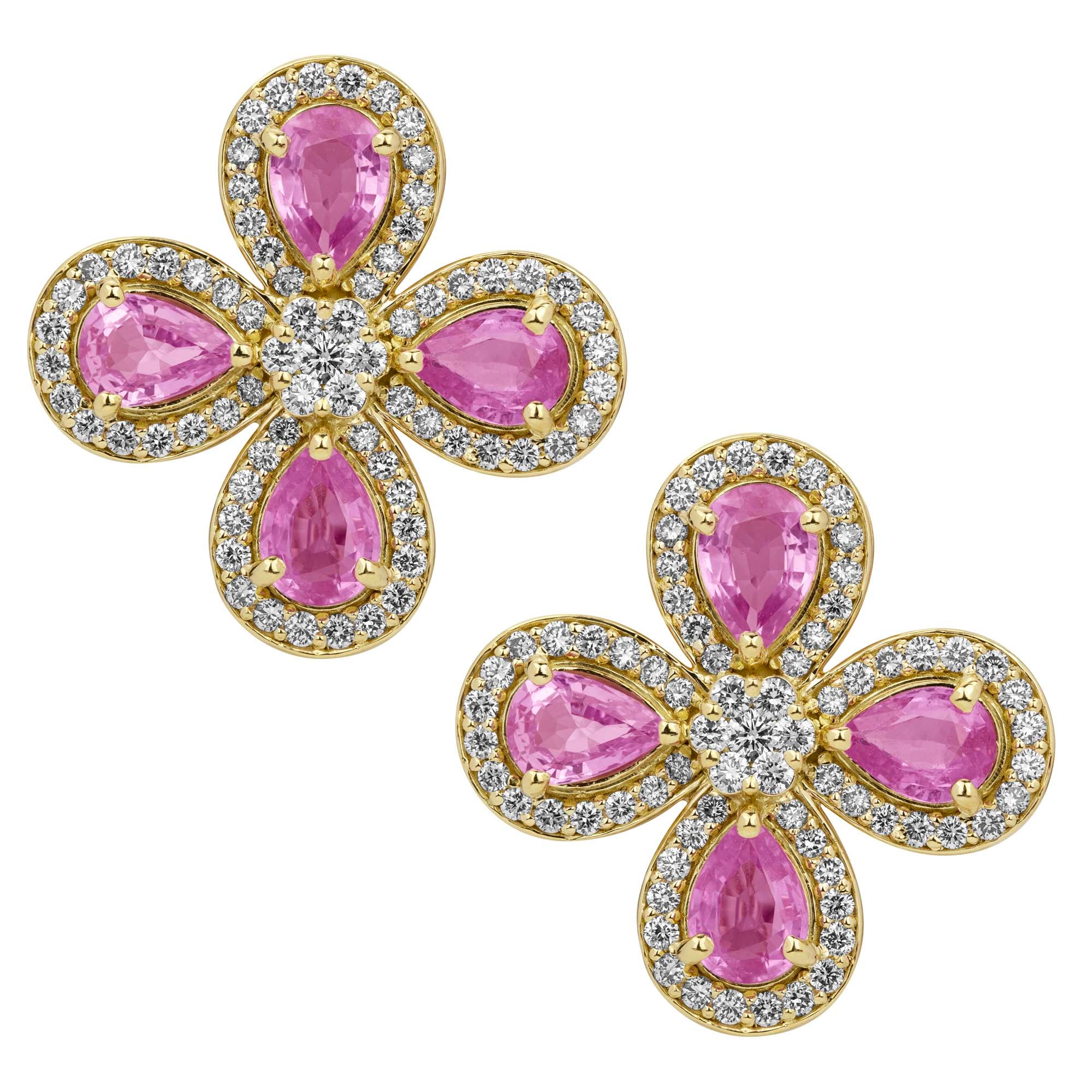 Earrings - Pink Sapphire And Diamond