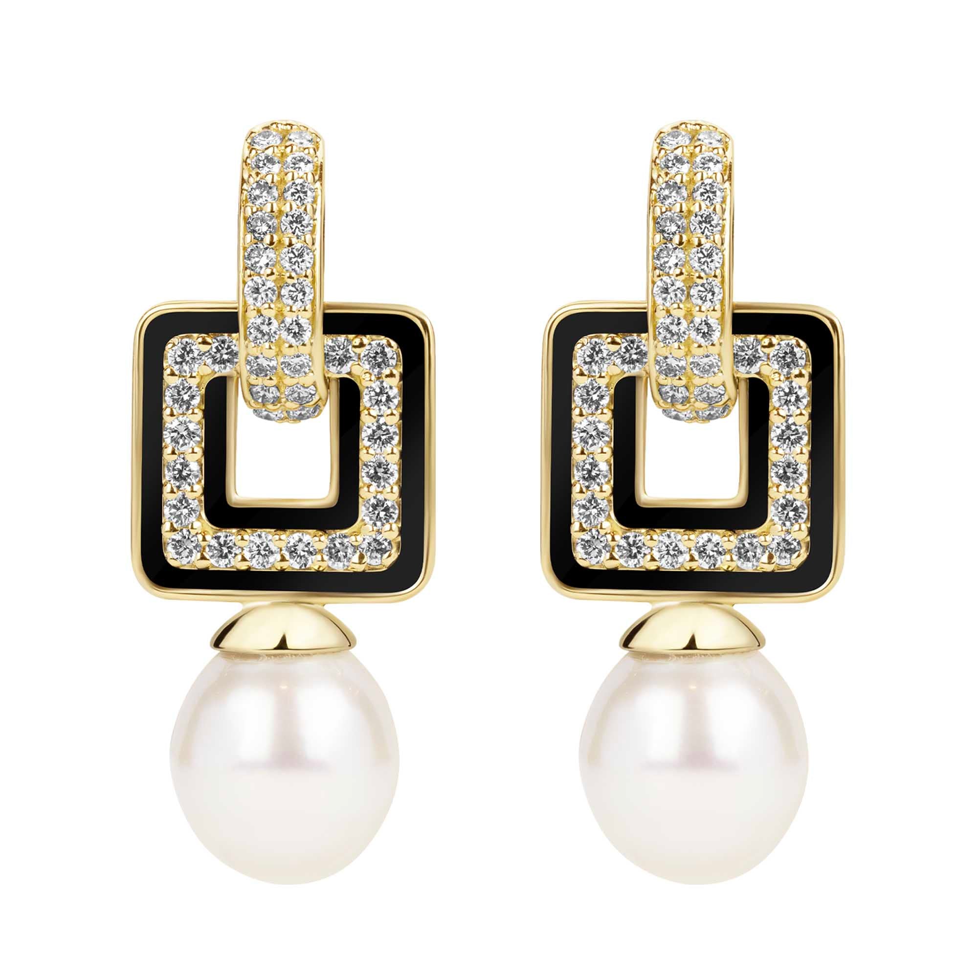 Earrings - South Sea Pearl and Diamond (Enamel) | Singhvi Jewels