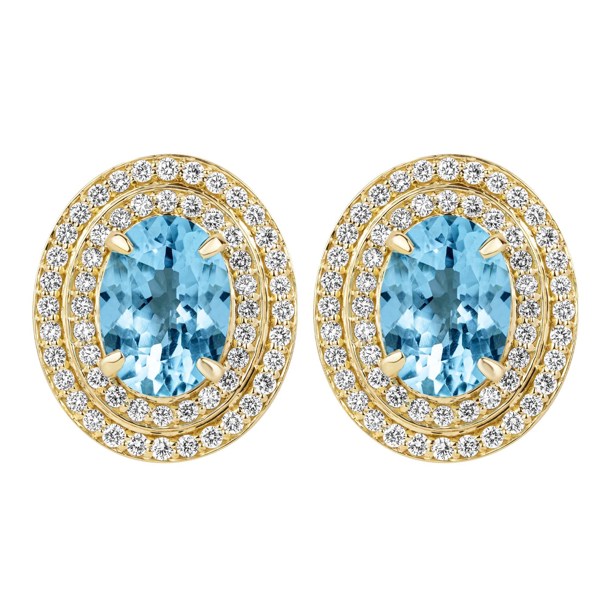 Earrings - Blue Topaz And Diamond