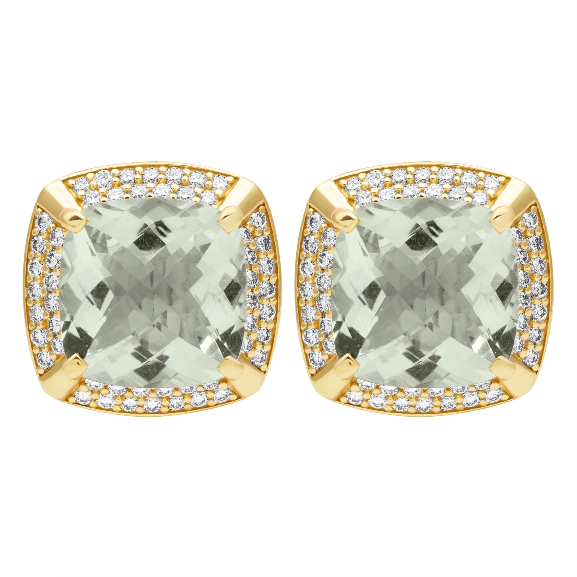 Earrings - Green Quartz And Diamond (2399F) | Singhvi Jewels