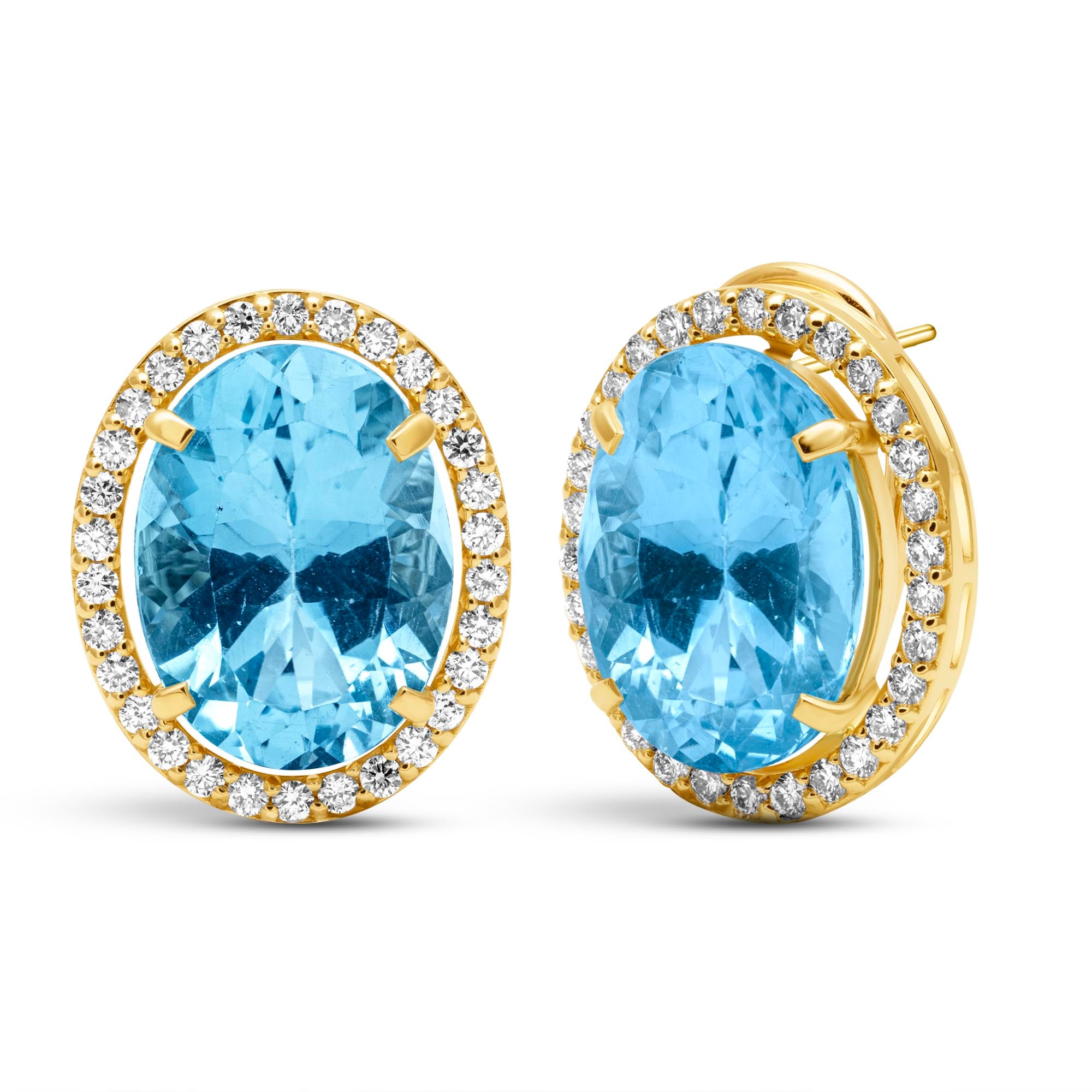 Earrings - Blue Topaz And Diamond