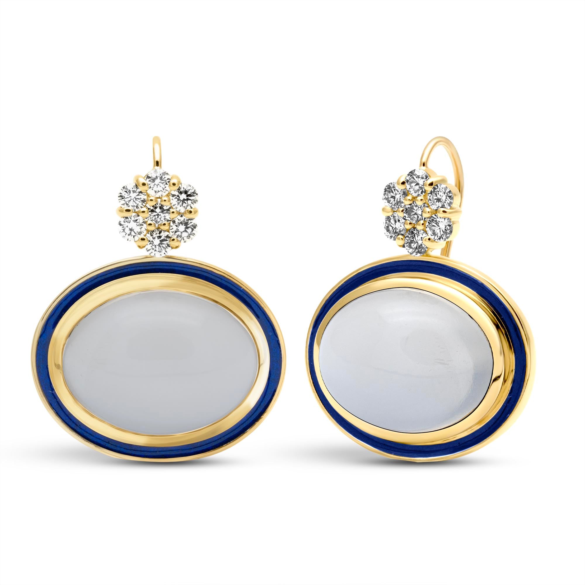 Earrings - Moonstone And Diamond (Enamel) (2442G)