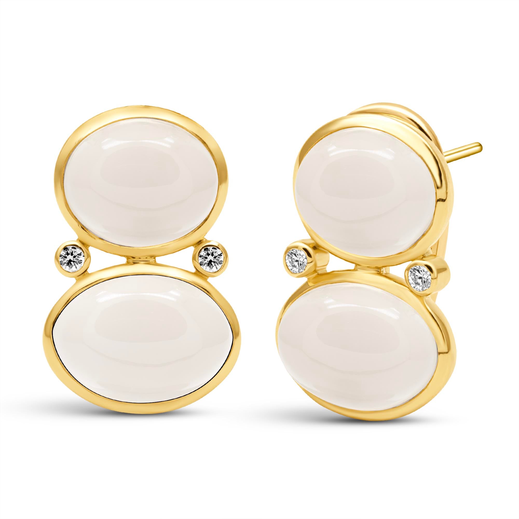 Earrings - Moonstone And Diamond