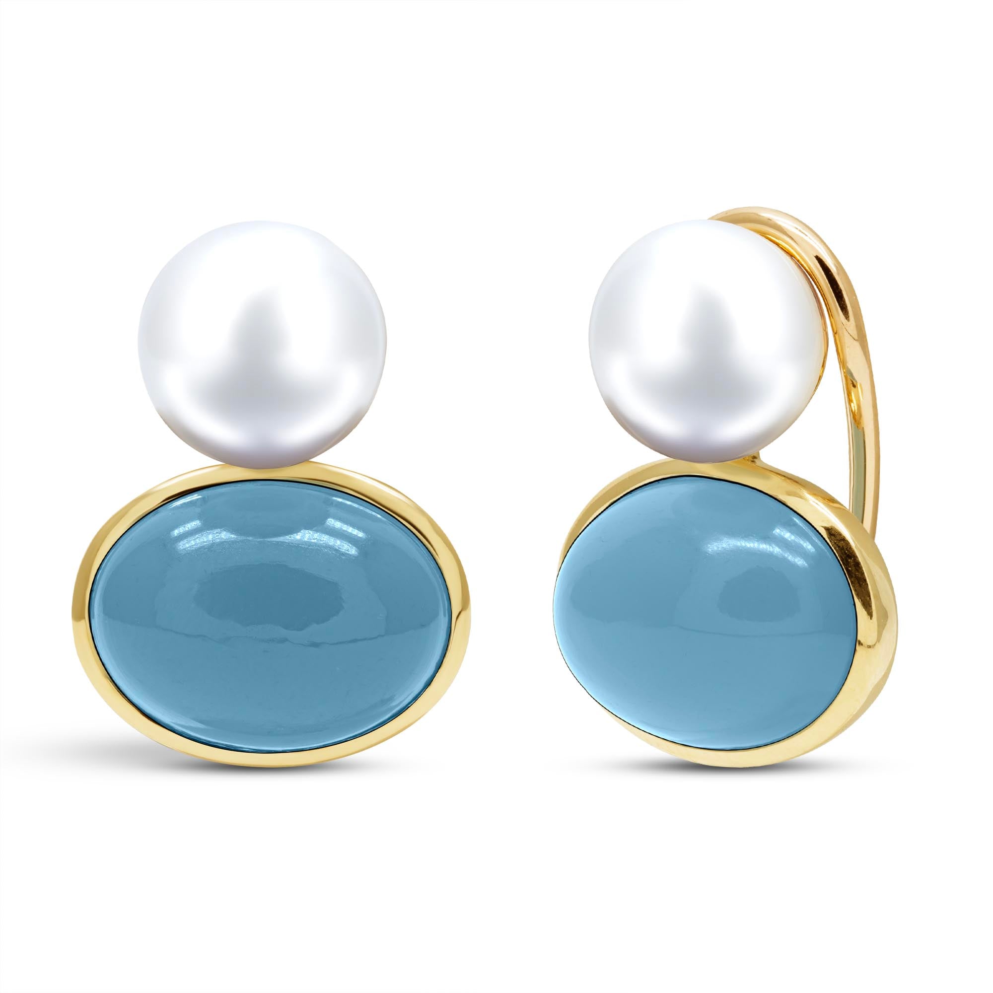Earrings - Chalcedony And South Sea Pearl