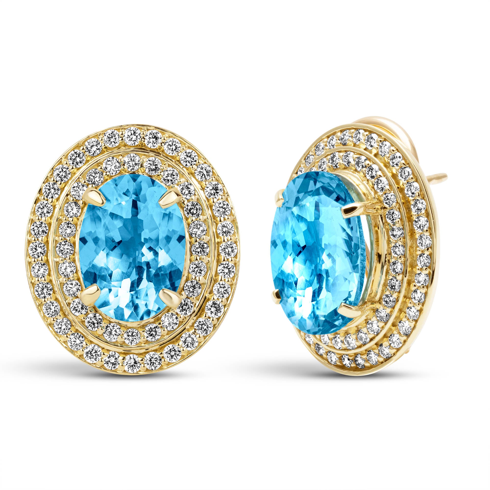 Earrings - Blue Topaz And Diamond