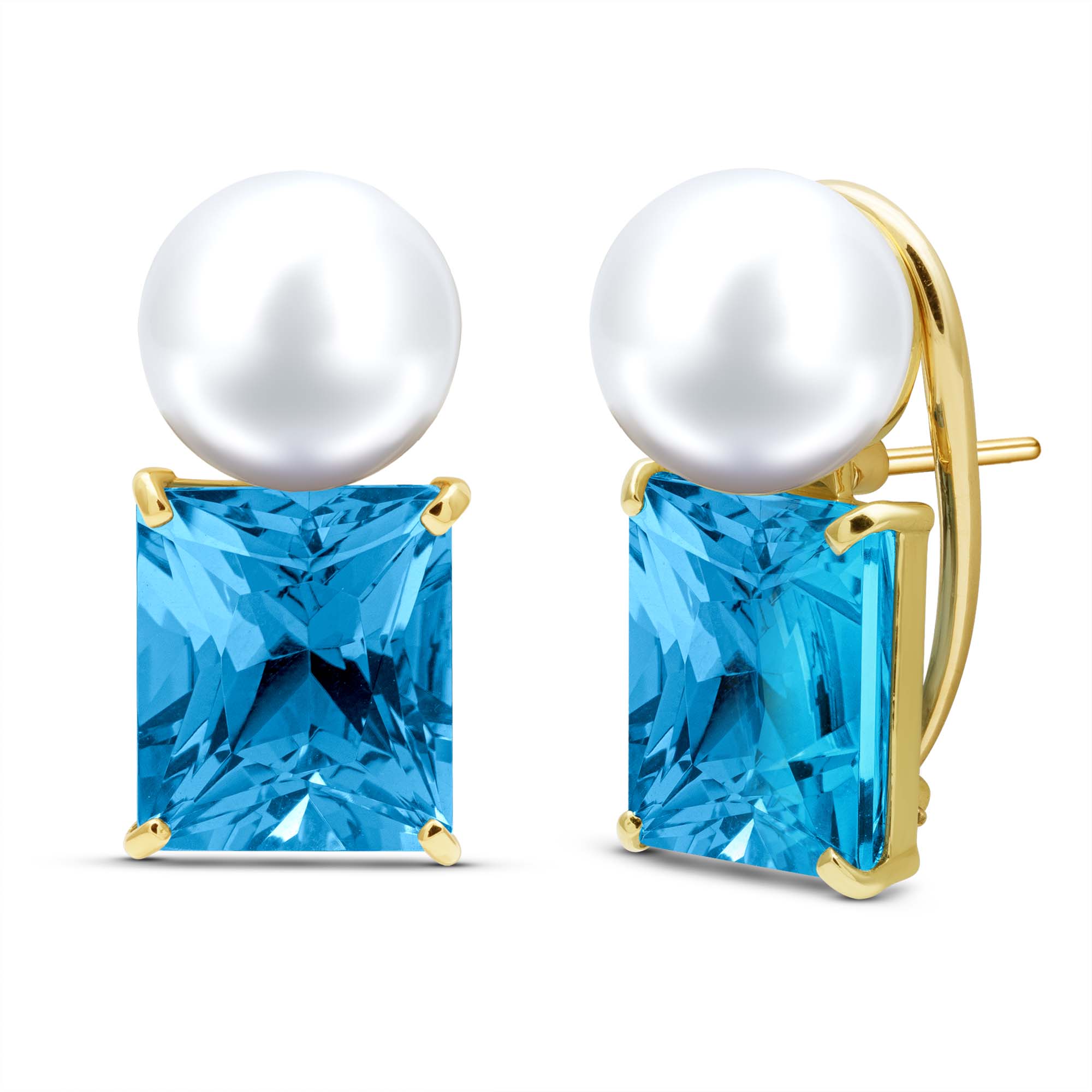 Earrings - Blue Topaz And Freshwater Pearl