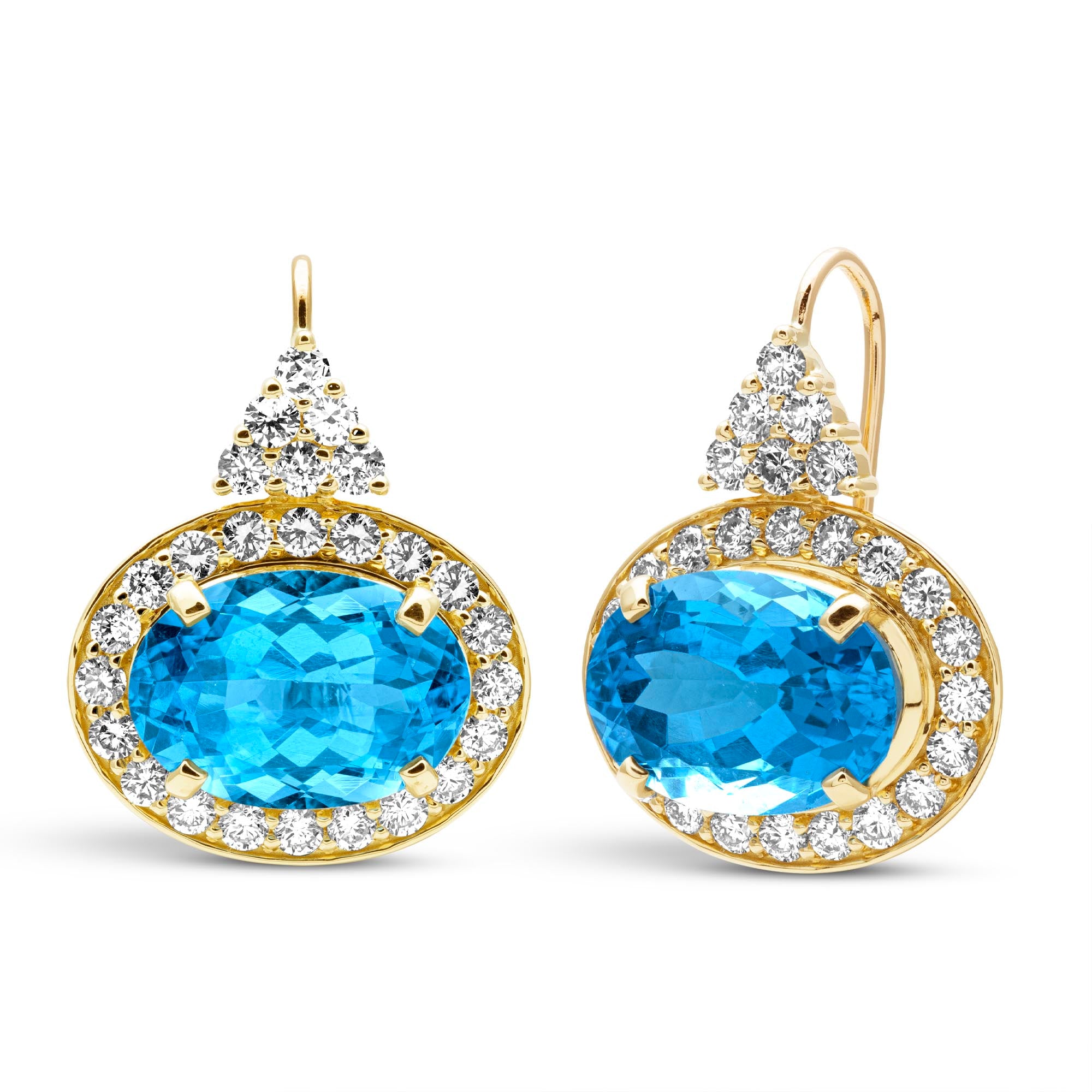 Earrings - Blue Topaz And Diamond