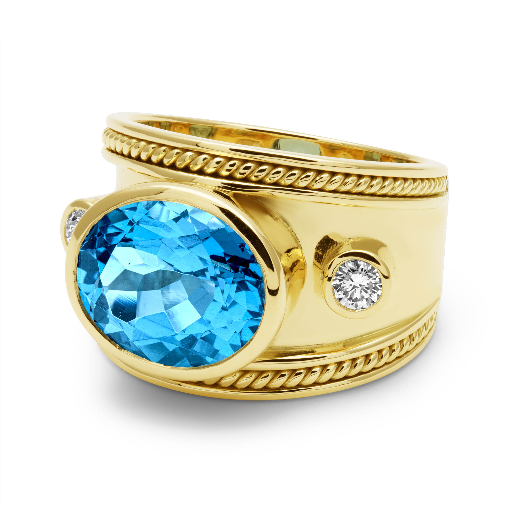 Ring - Blue Topaz And Diamond