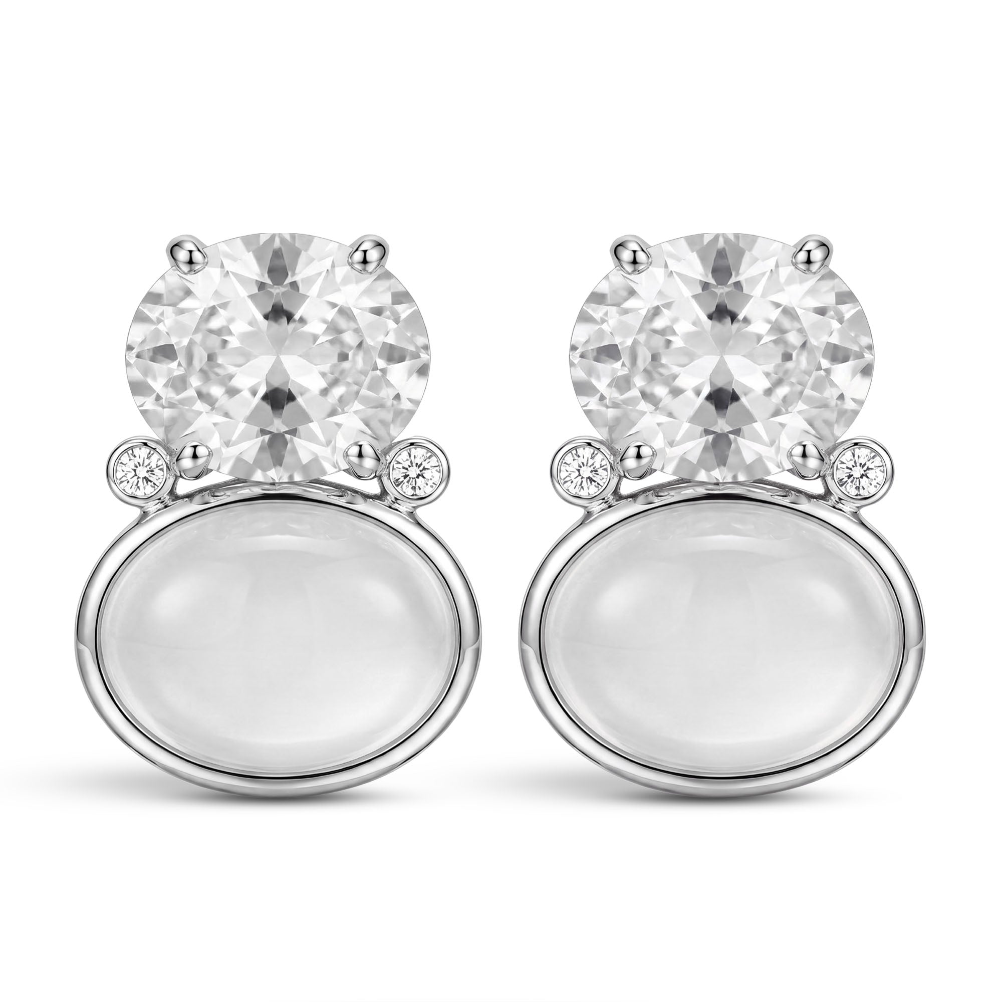 Earrings - Crystal, Moonstone And Diamond | Singhvi Jewels