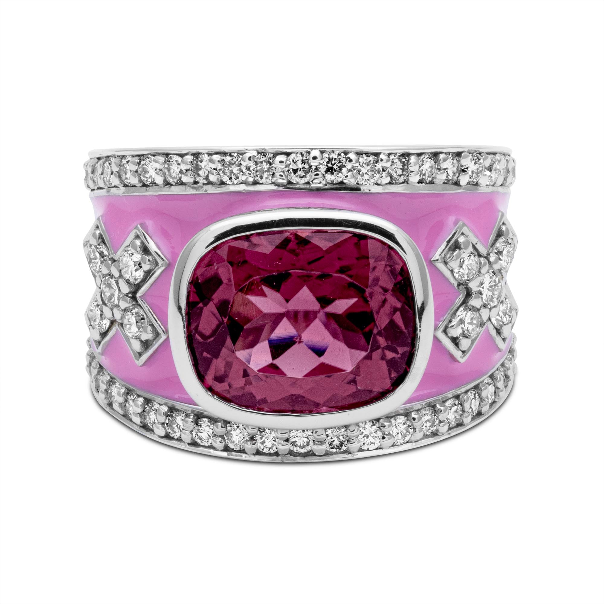 Ring - Rubellite & Diamond (Enamel) | Singhvi Jewels