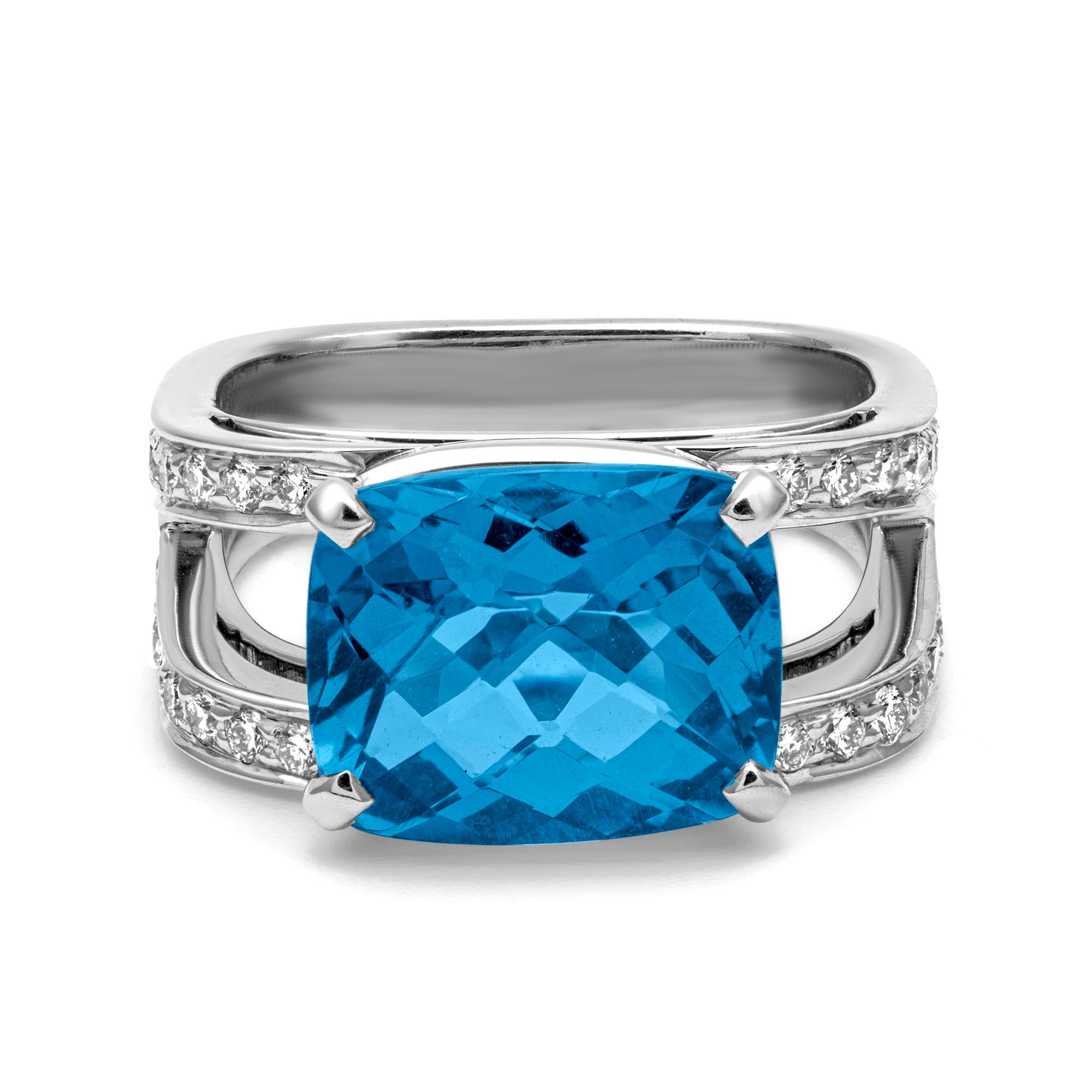 Ring - Blue Topaz And Diamond