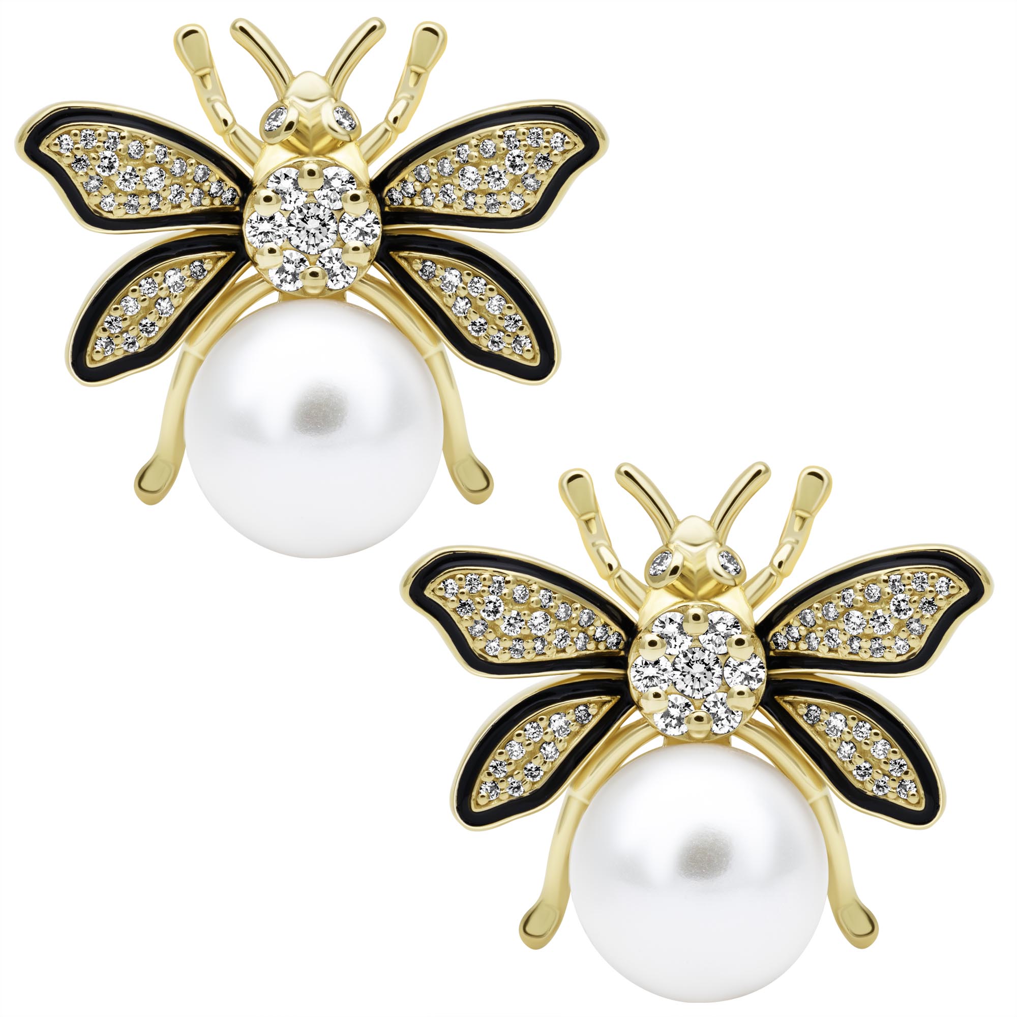 Earrings - Freshwater Pearl, Diamond (Enamel) | Singhvi Jewels