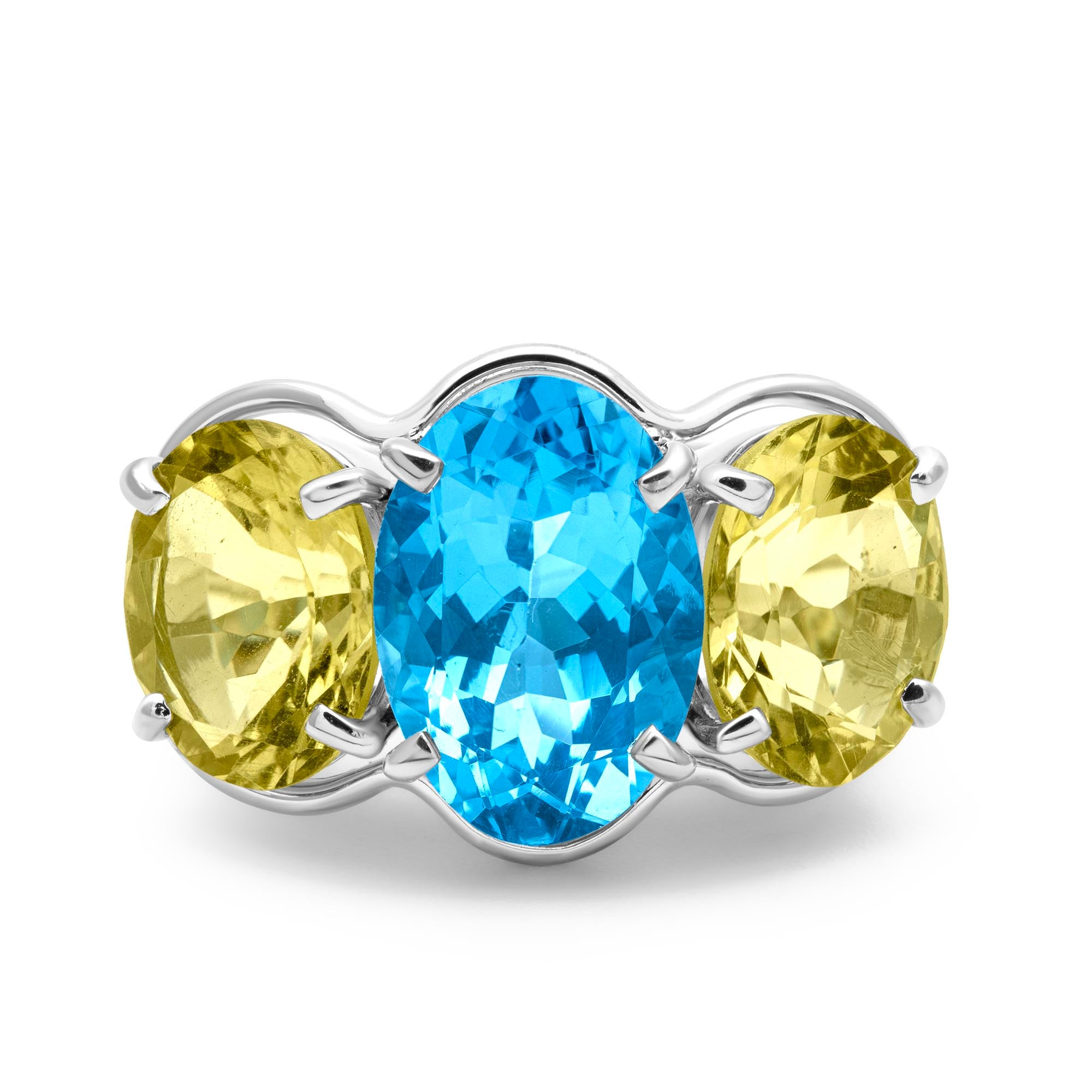 Ring - Blue Topaz And Lemon Quartz | Singhvi Jewels
