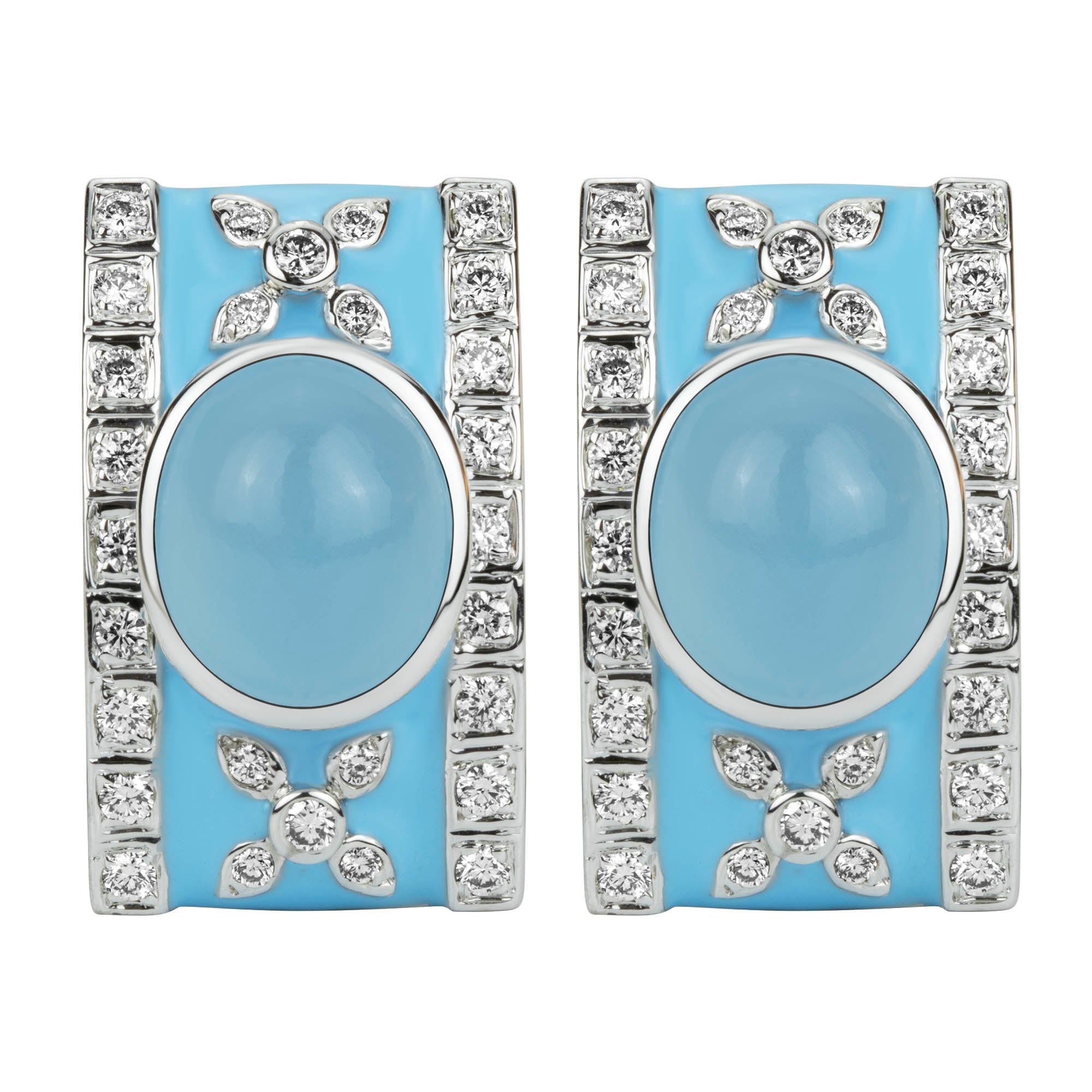 Earrings - Chalcedony And Diamond (enamel) | Singhvi Jewels