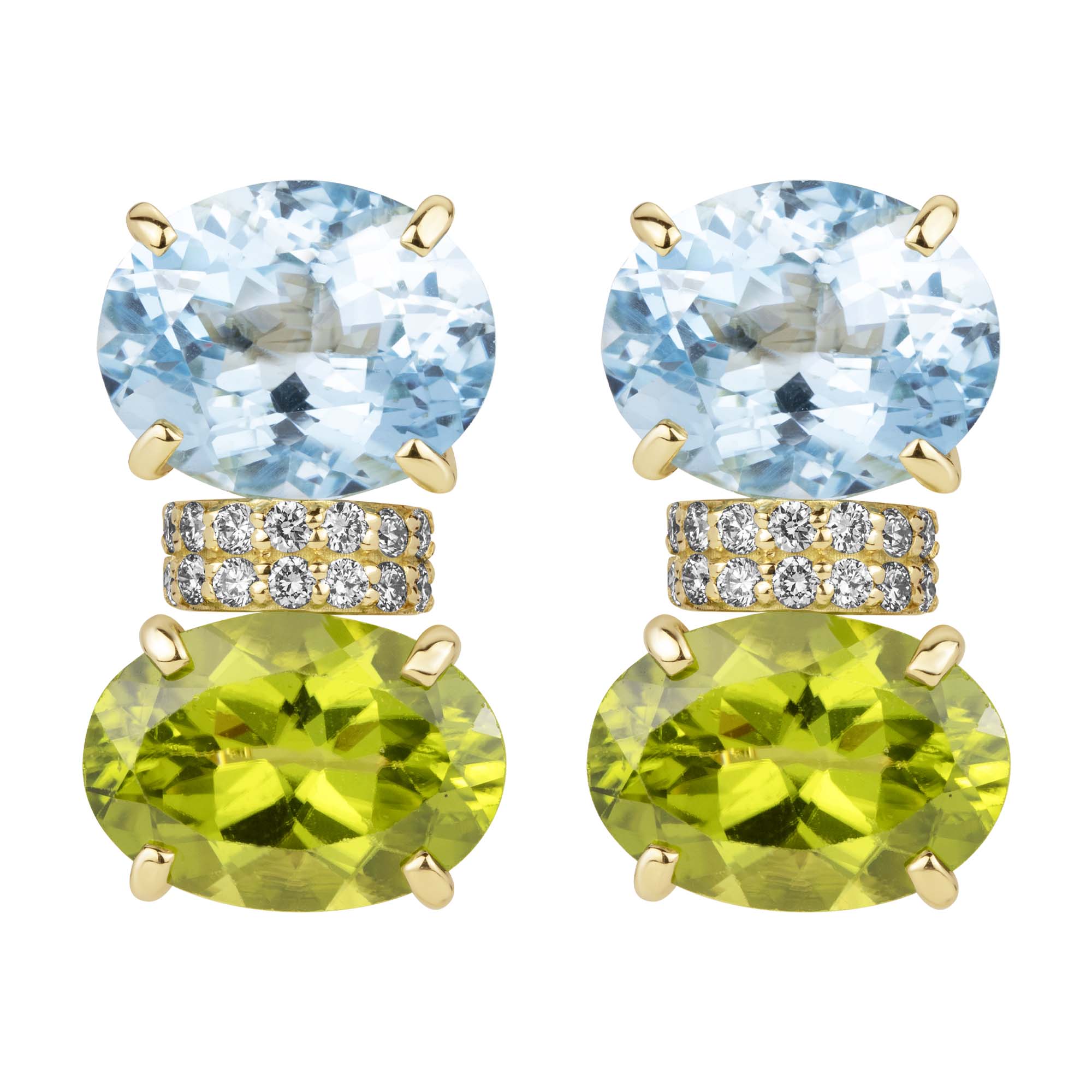 Earrings - Blue Topaz, Peridot And Diamond (2382I) | Singhvi Jewels