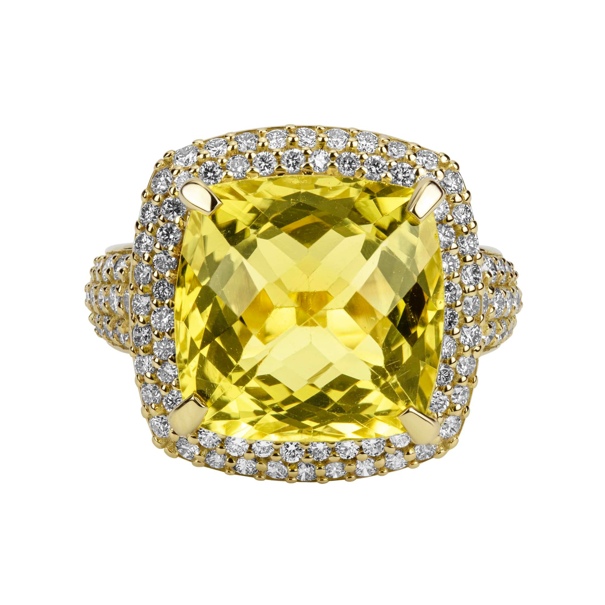 Ring - Lemon Quartz And Diamond (2380E) | Singhvi Jewels