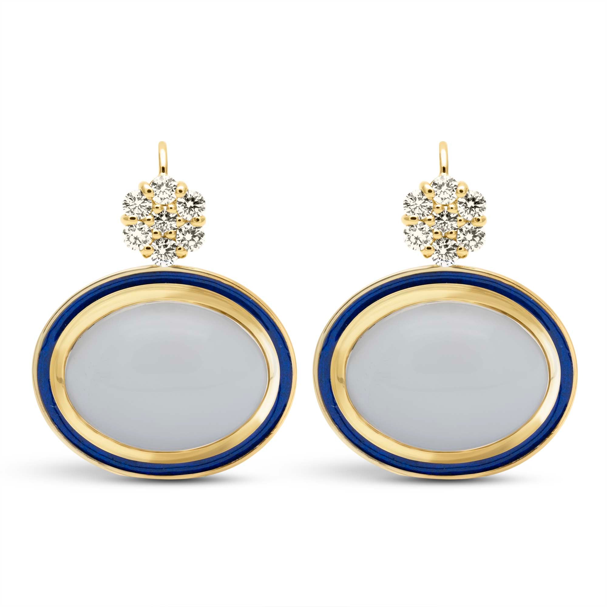Earrings - Moonstone And Diamond (Enamel) | Singhvi Jewels