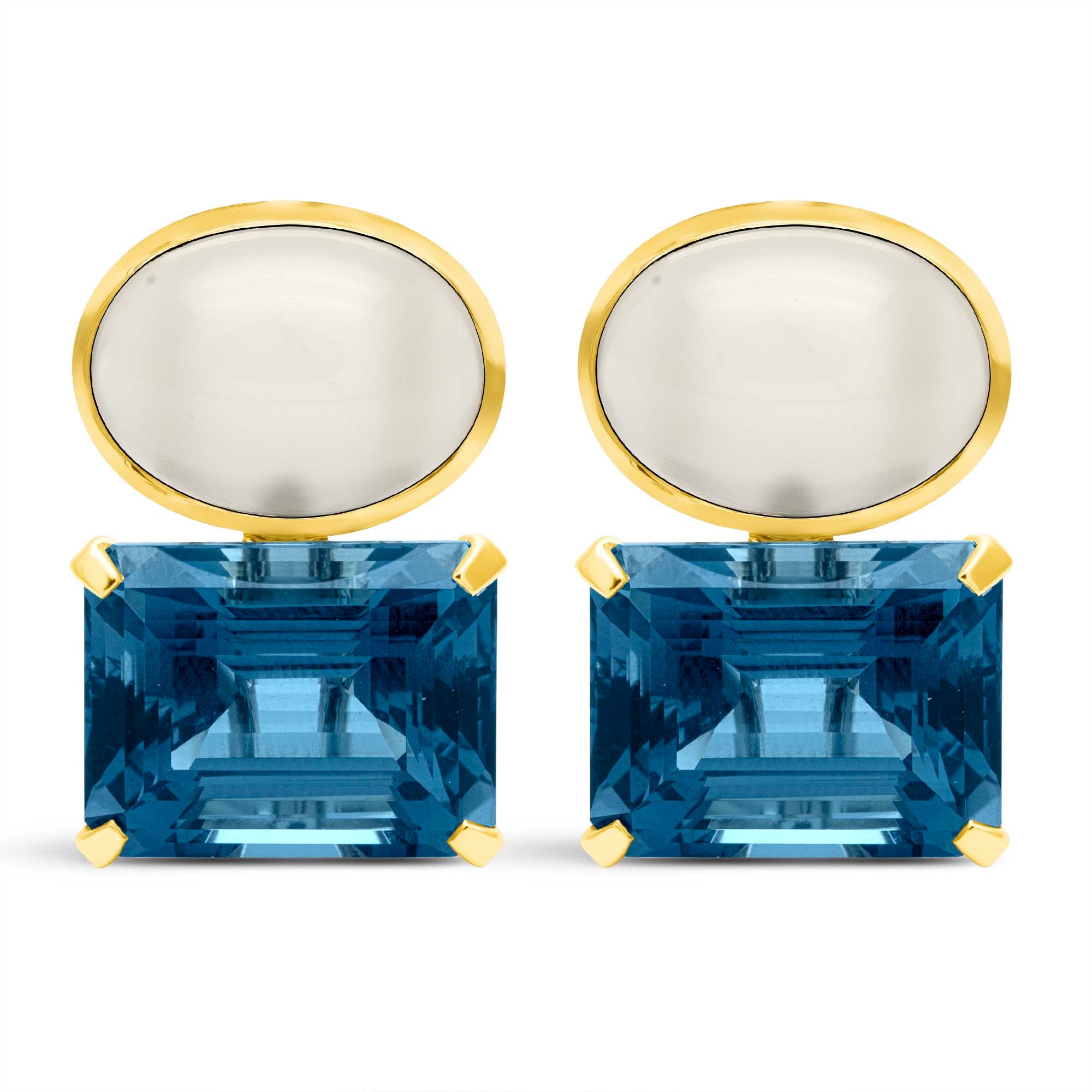 Earrings - Moonstone And Blue Topaz (2443B) | Singhvi Jewels